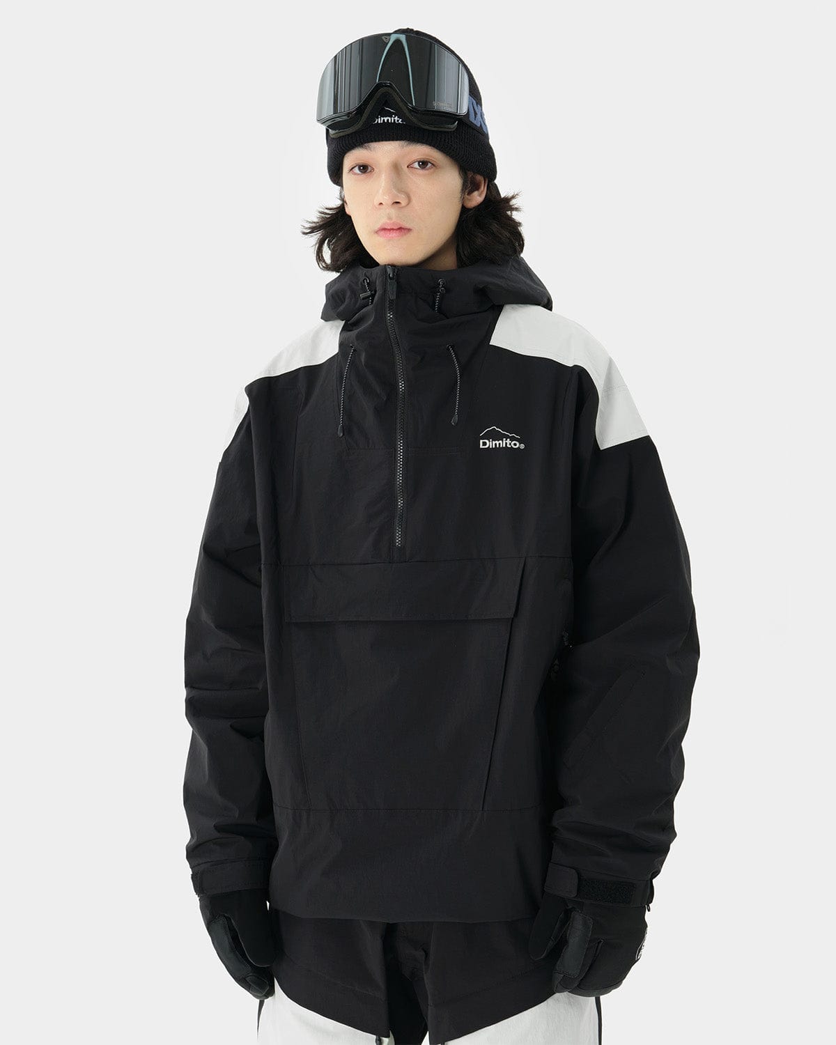 VERT BLOCK PULLOVER JACKET BLACK