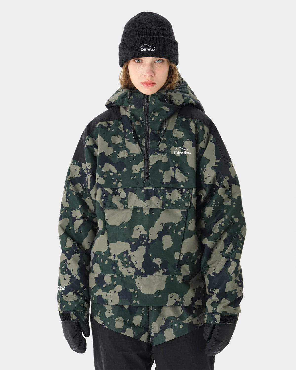 VERT BLOCK PULLOVER JACKET OLIVE CAMO