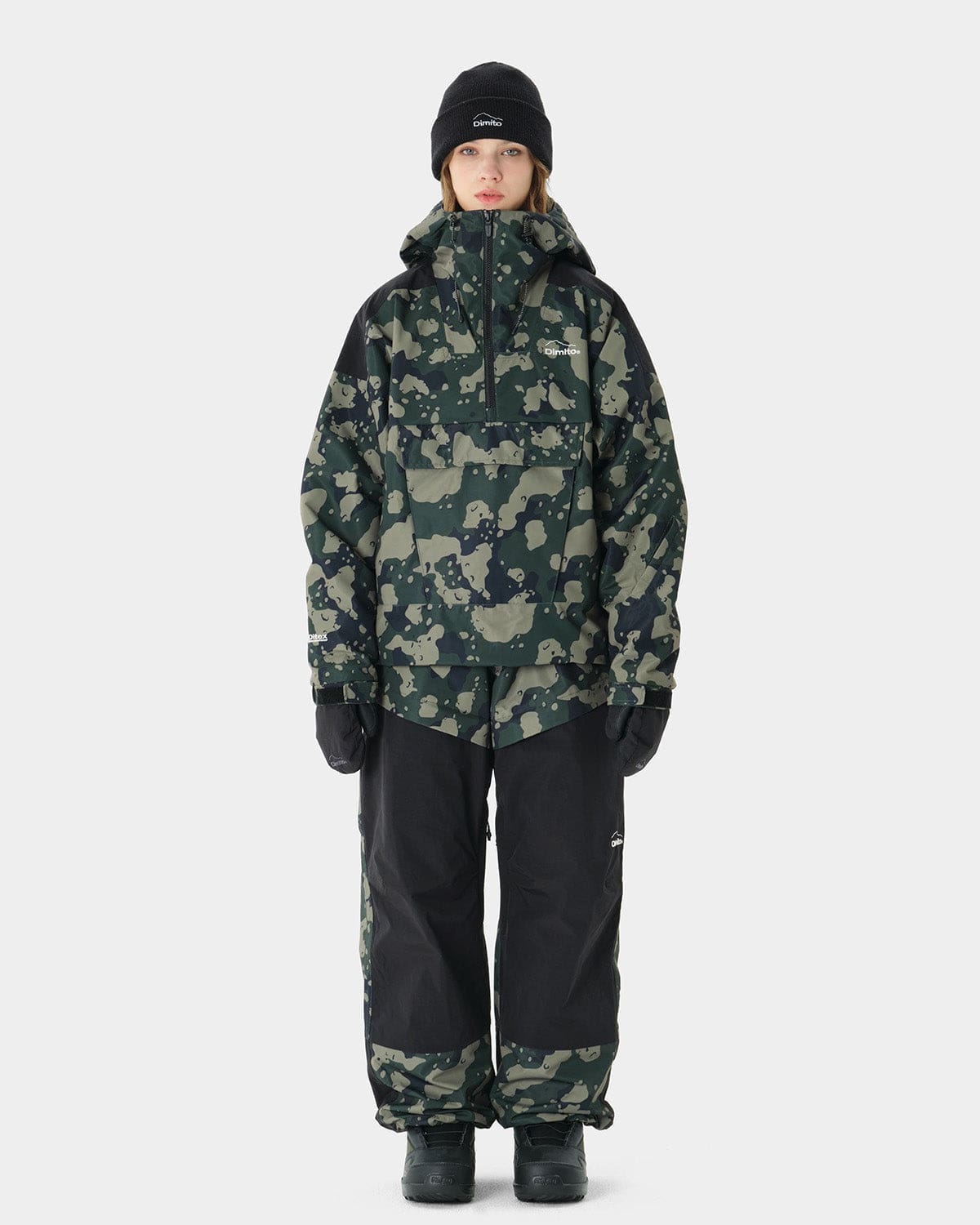 VERT BLOCK WIDE PANTS OLIVE CAMO (Semi Wide Fit)