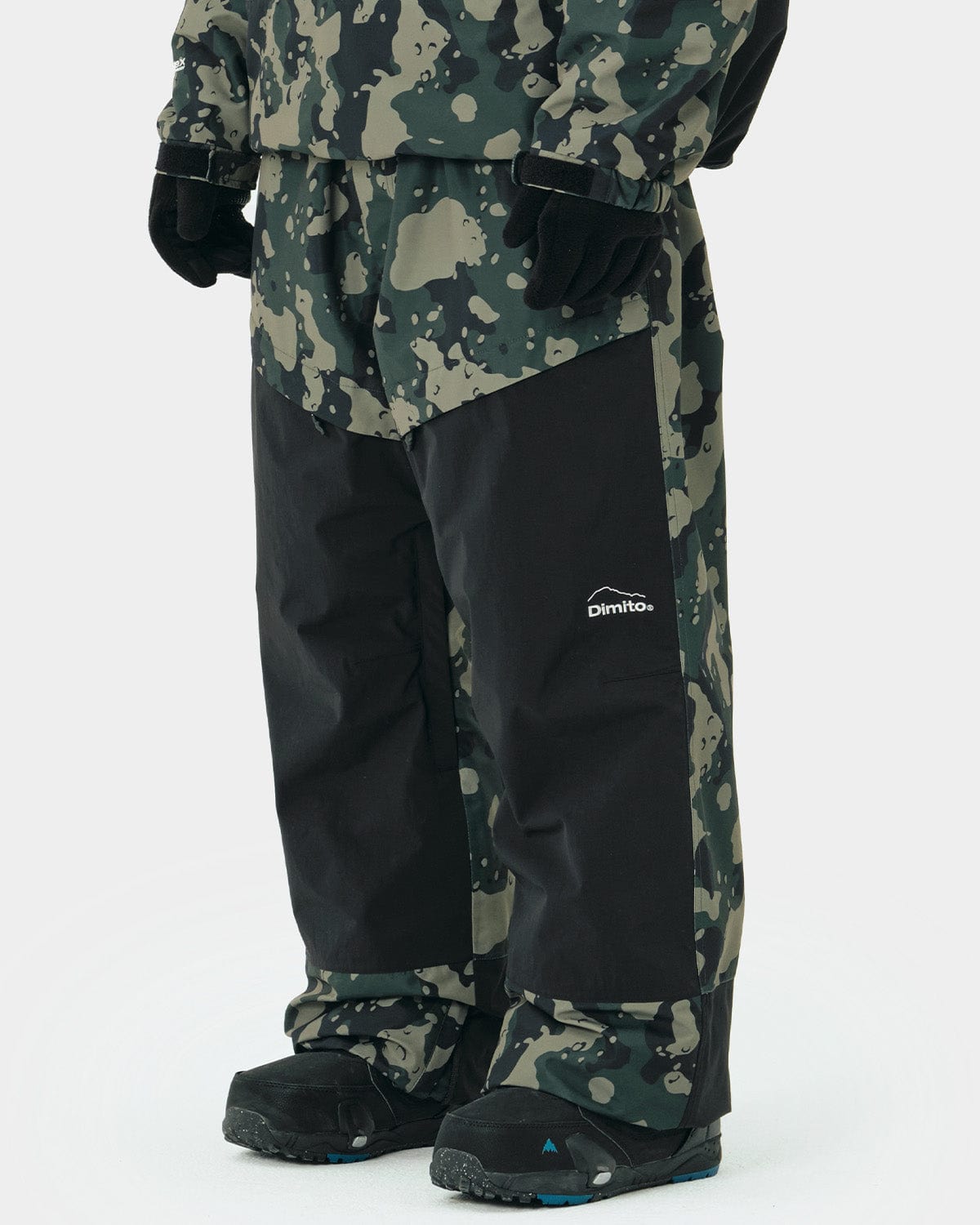 VERT BLOCK WIDE PANTS OLIVE CAMO (Semi Wide Fit)