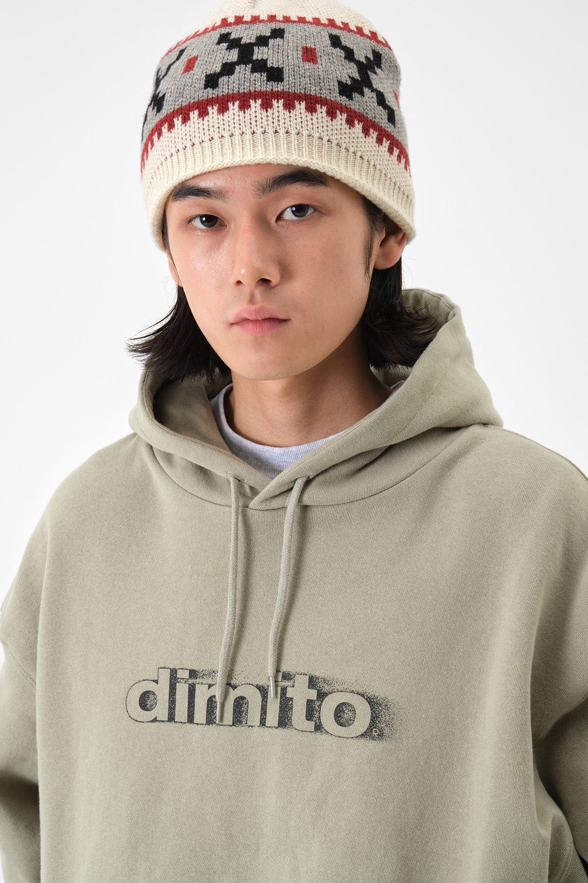 VERT BLURRY LOGO HOODIE KHAKI