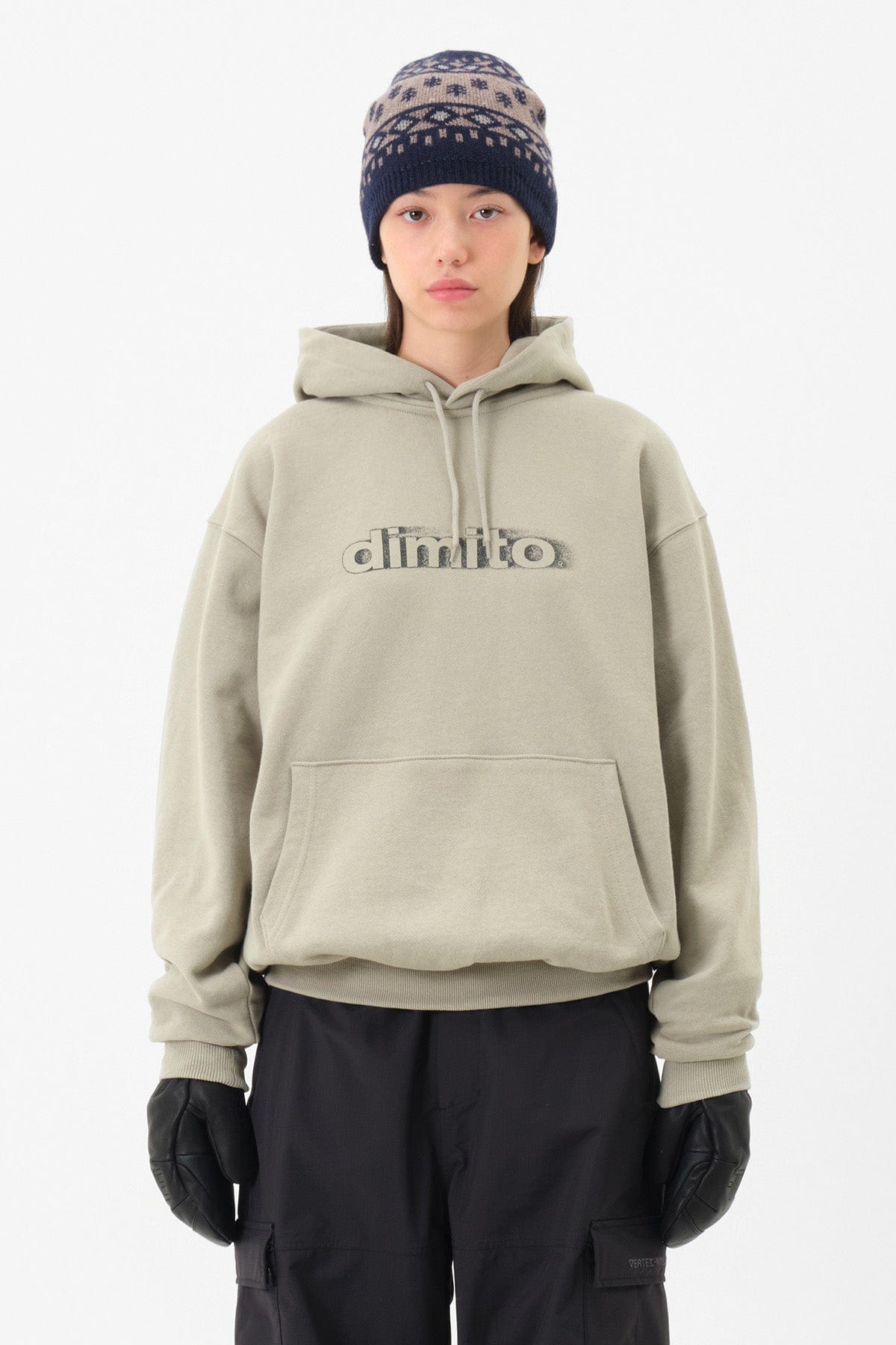 VERT BLURRY LOGO HOODIE KHAKI