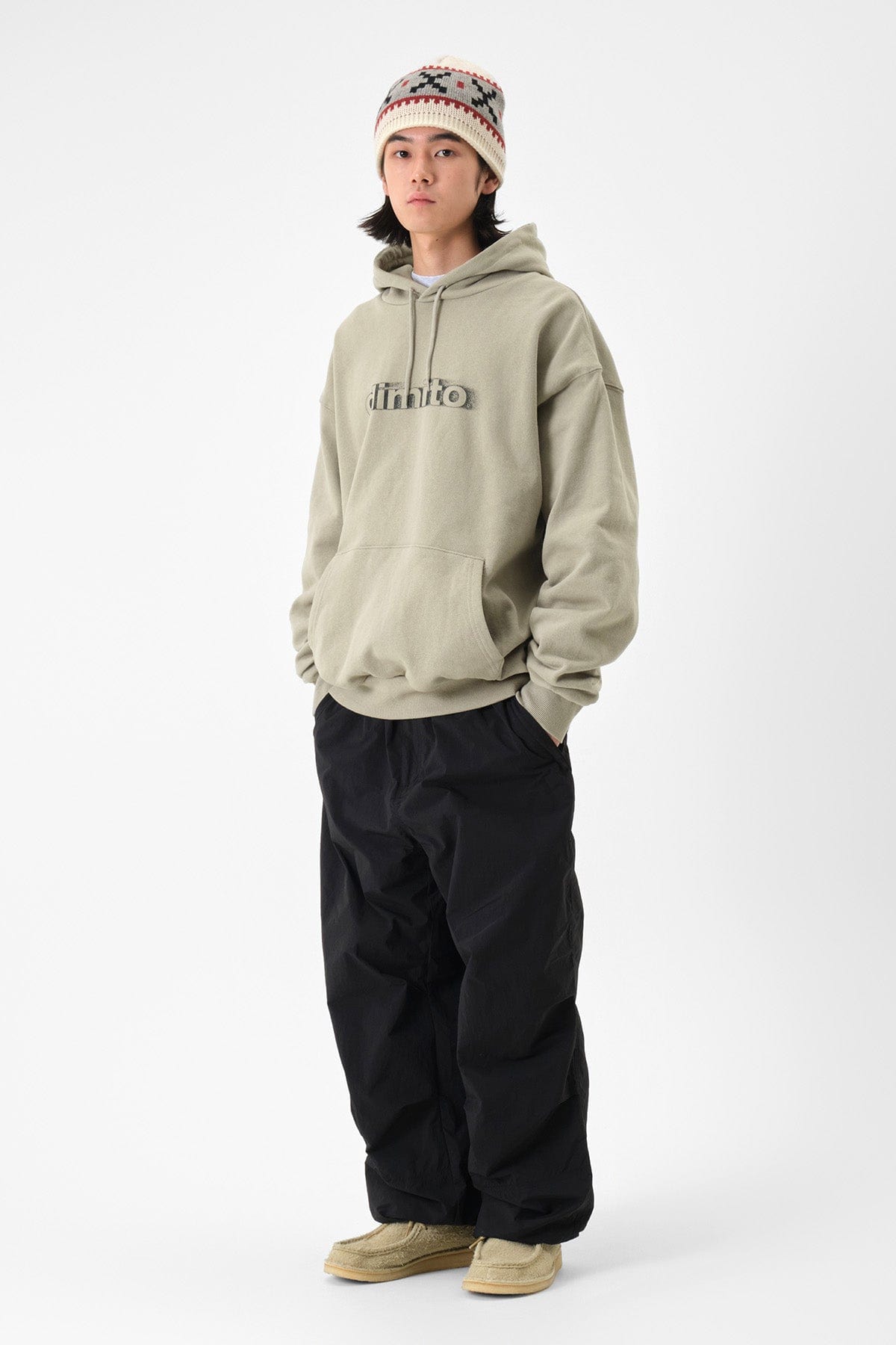 VERT BLURRY LOGO HOODIE KHAKI