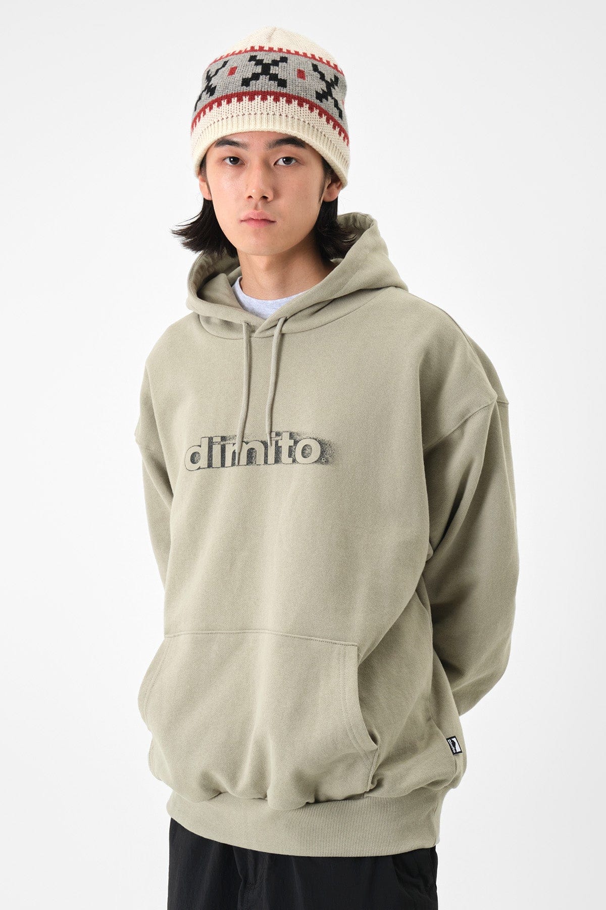 VERT BLURRY LOGO HOODIE KHAKI