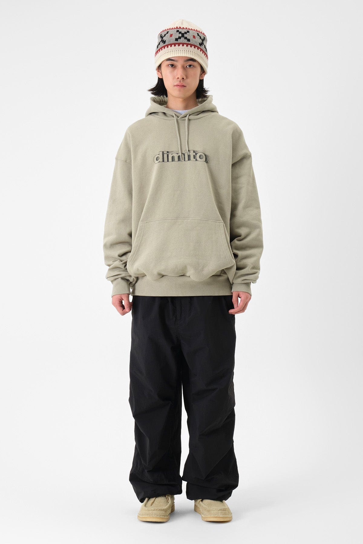 VERT BLURRY LOGO HOODIE KHAKI