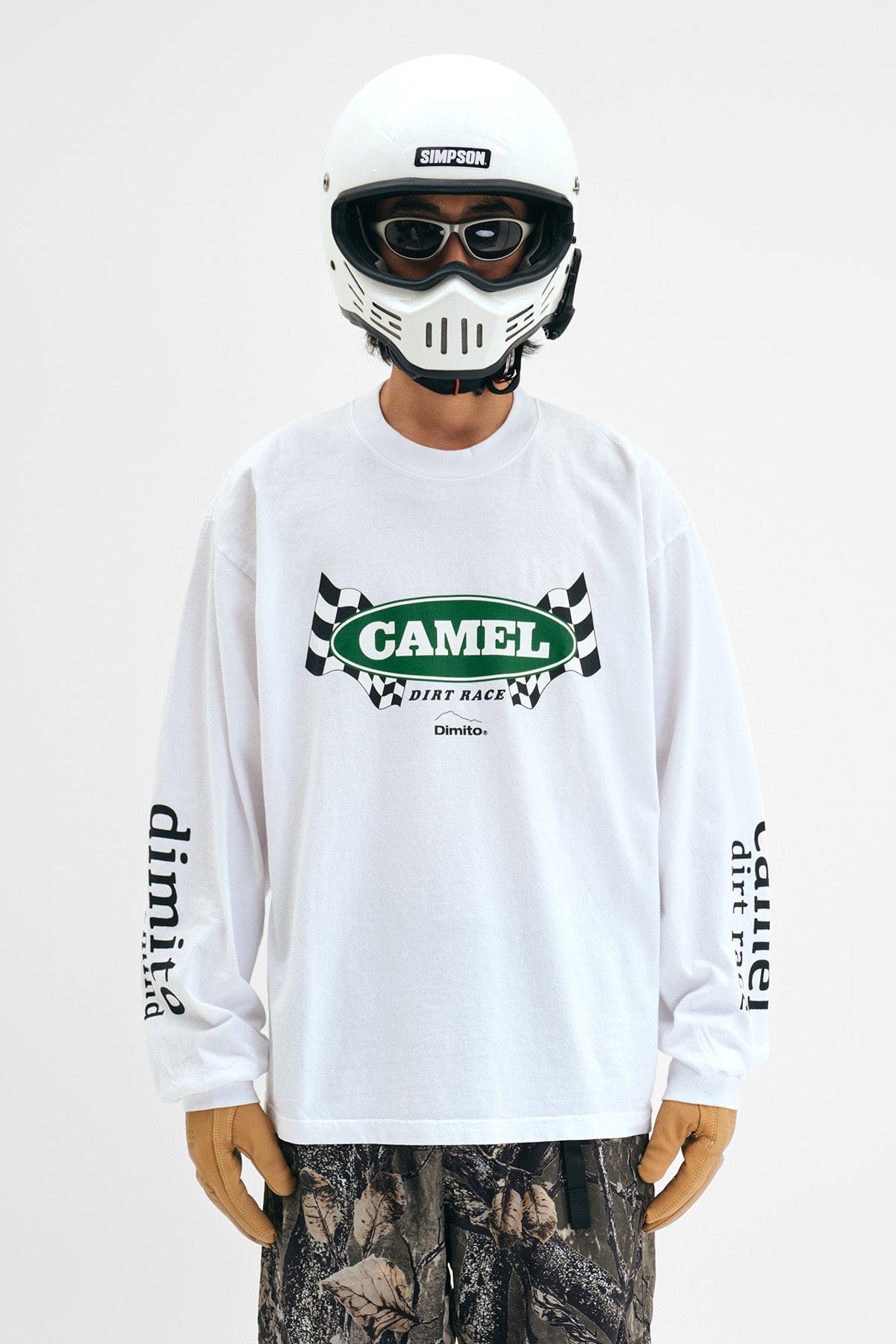 VERT CAMEL RACE LSV GD 6.5OZ TEE WHITE