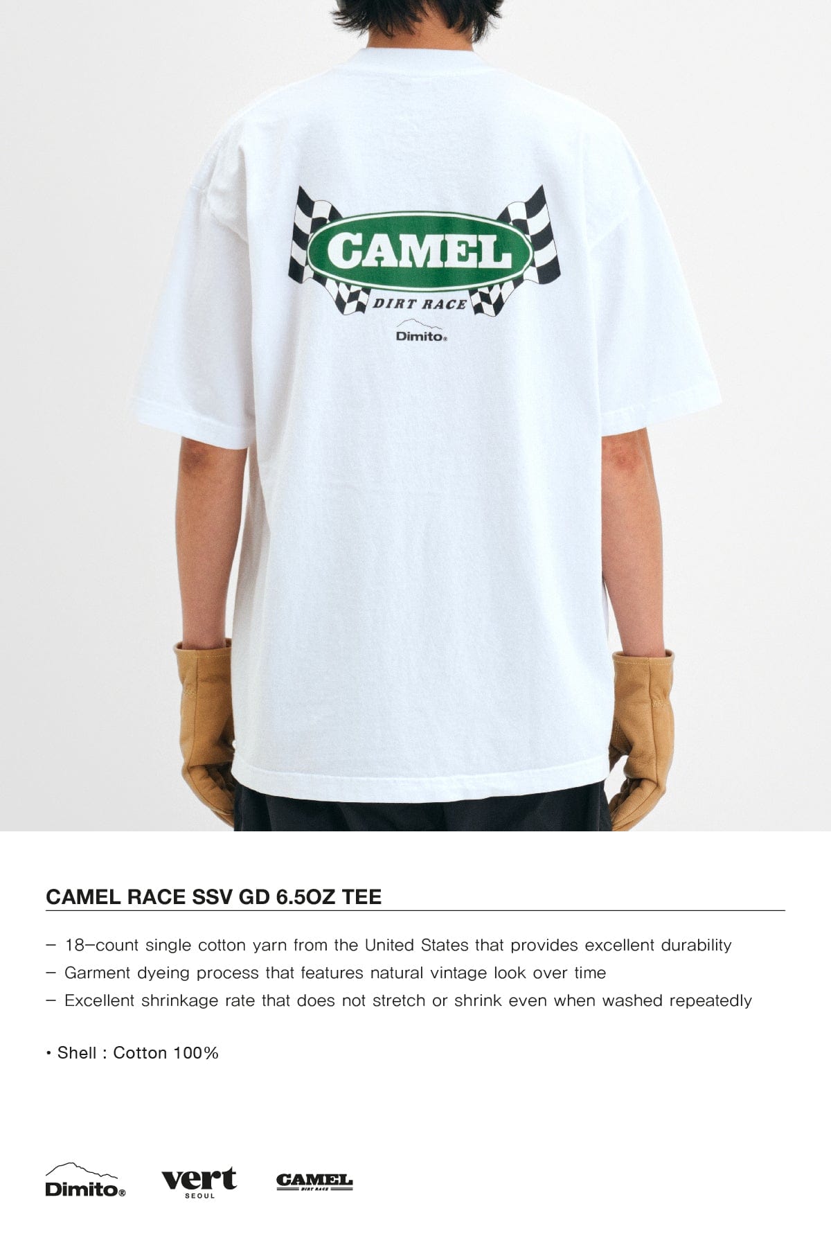 VERT CAMEL RACE SSV GD 6.5OZ TEE WHITE