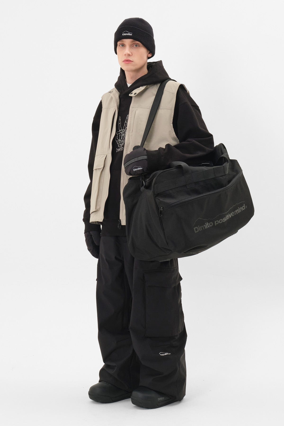 VERT CARGO BIG PANTS BLACK