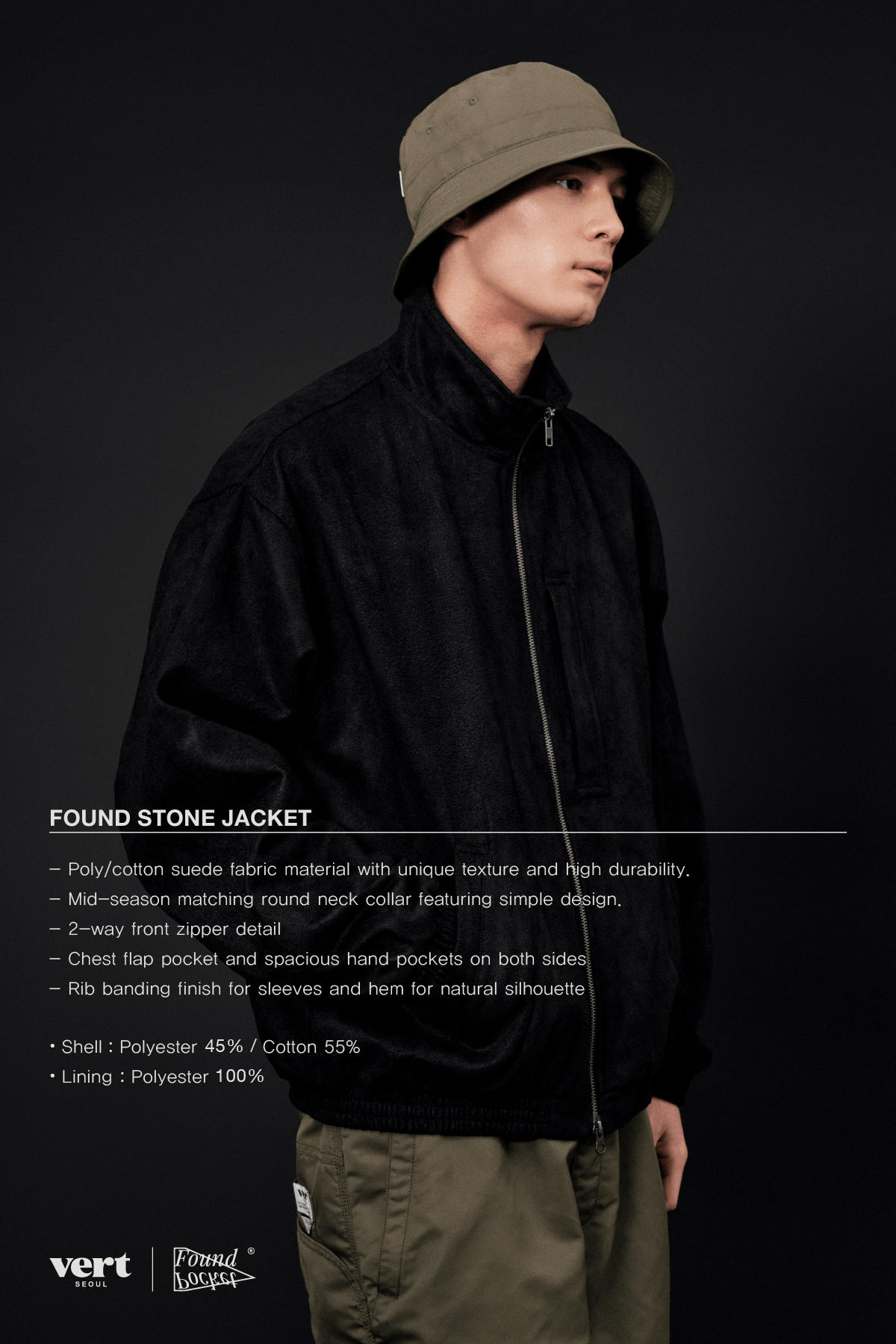 VERT FOUND STONE JACKET BLACK