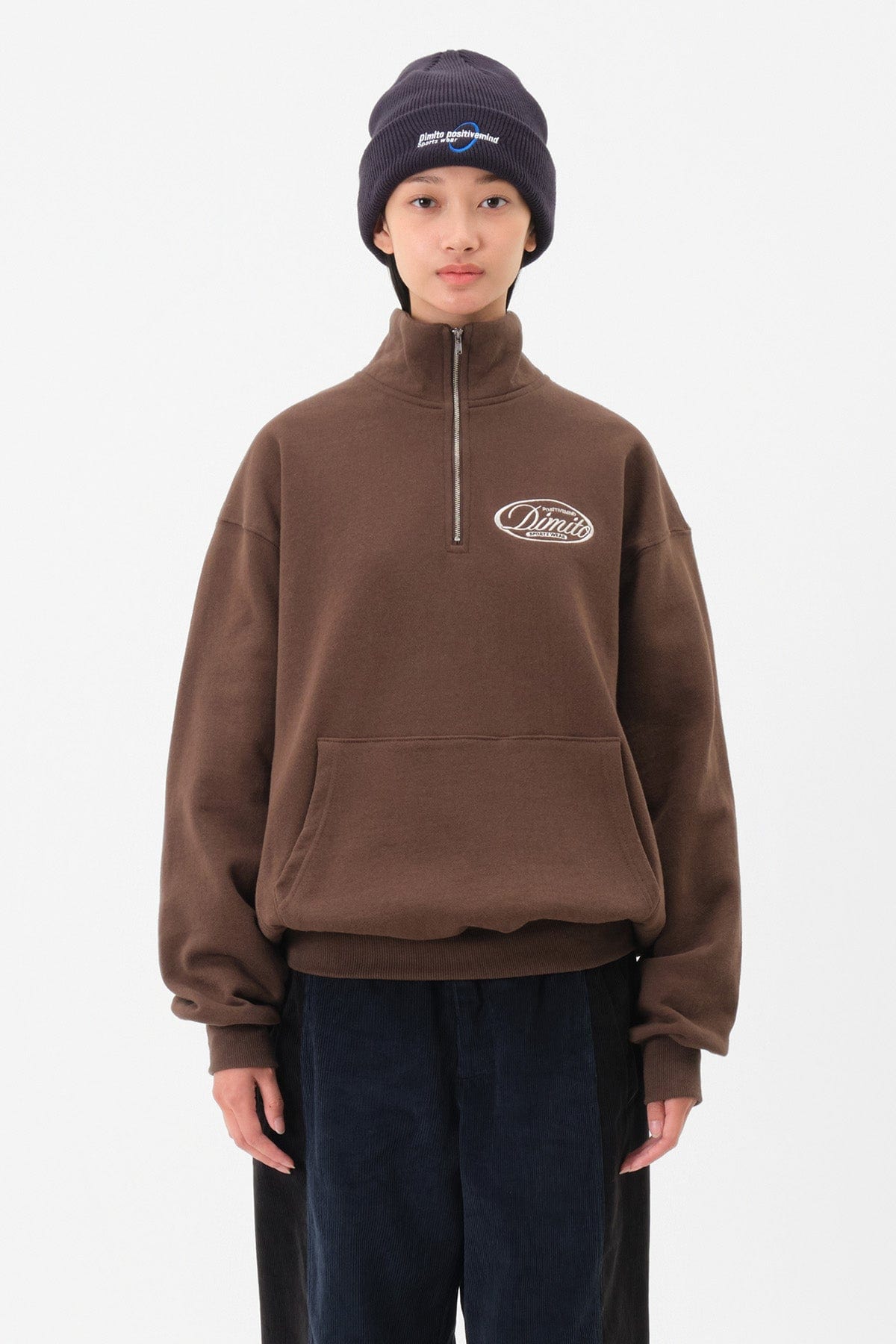 VERT HALF ZIP SWEATSHIRT BROWN