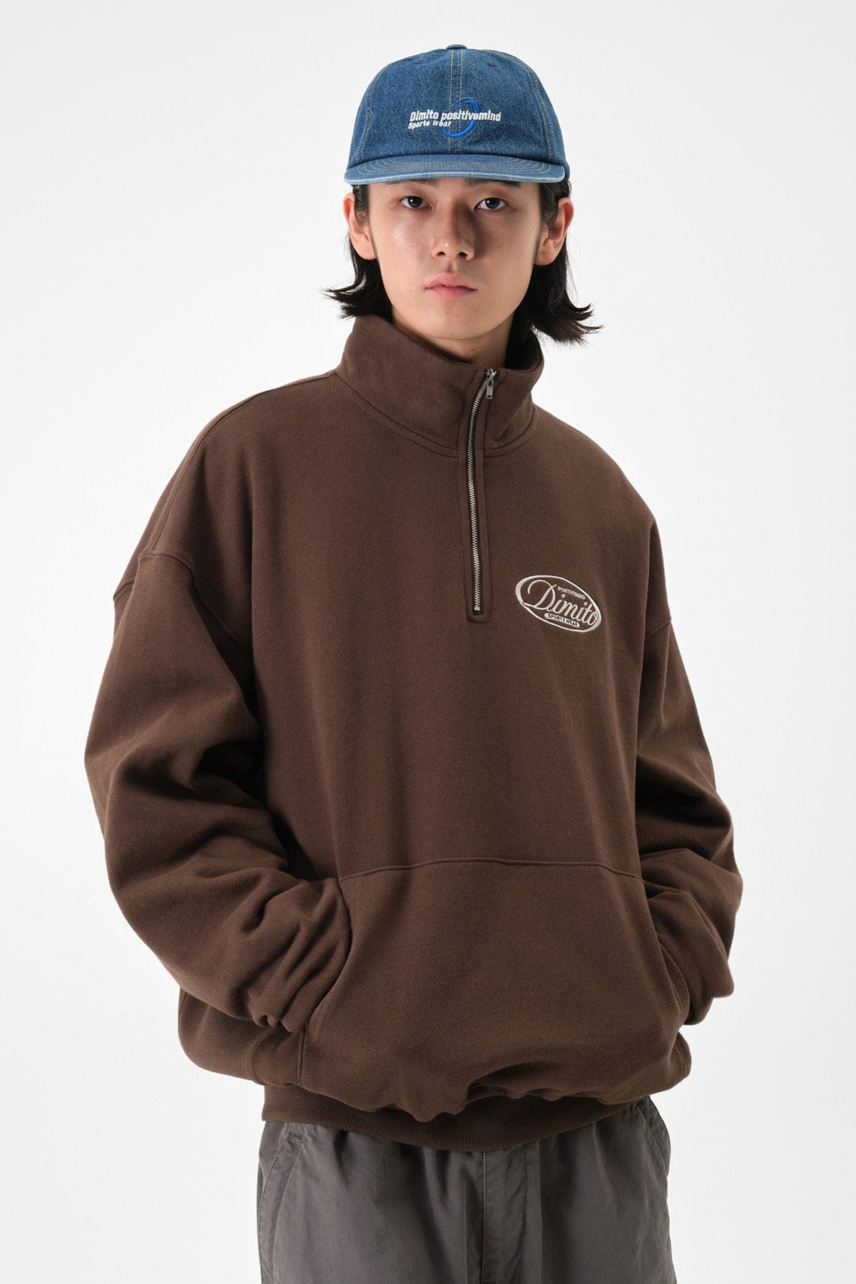 VERT HALF ZIP SWEATSHIRT BROWN