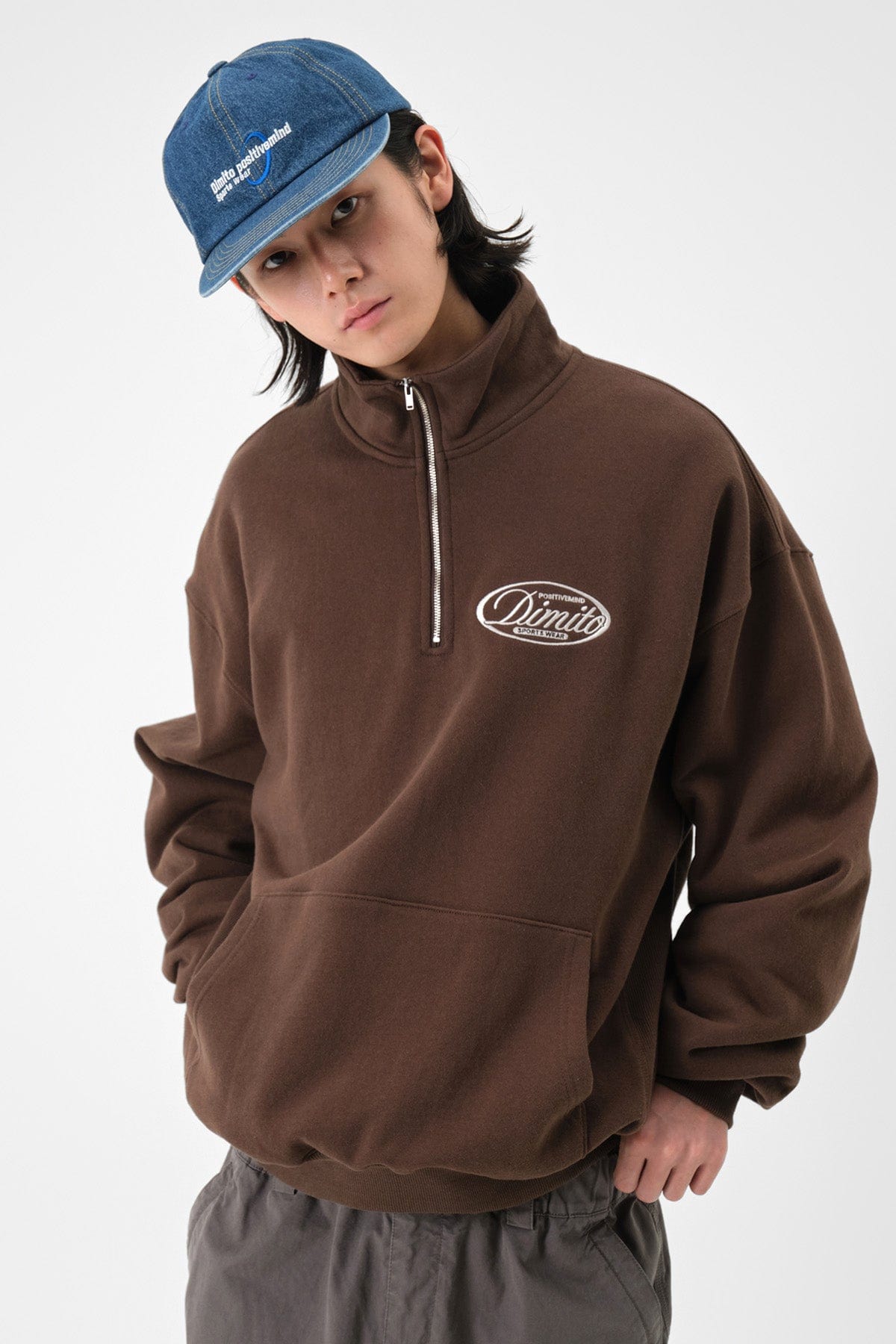 VERT HALF ZIP SWEATSHIRT BROWN