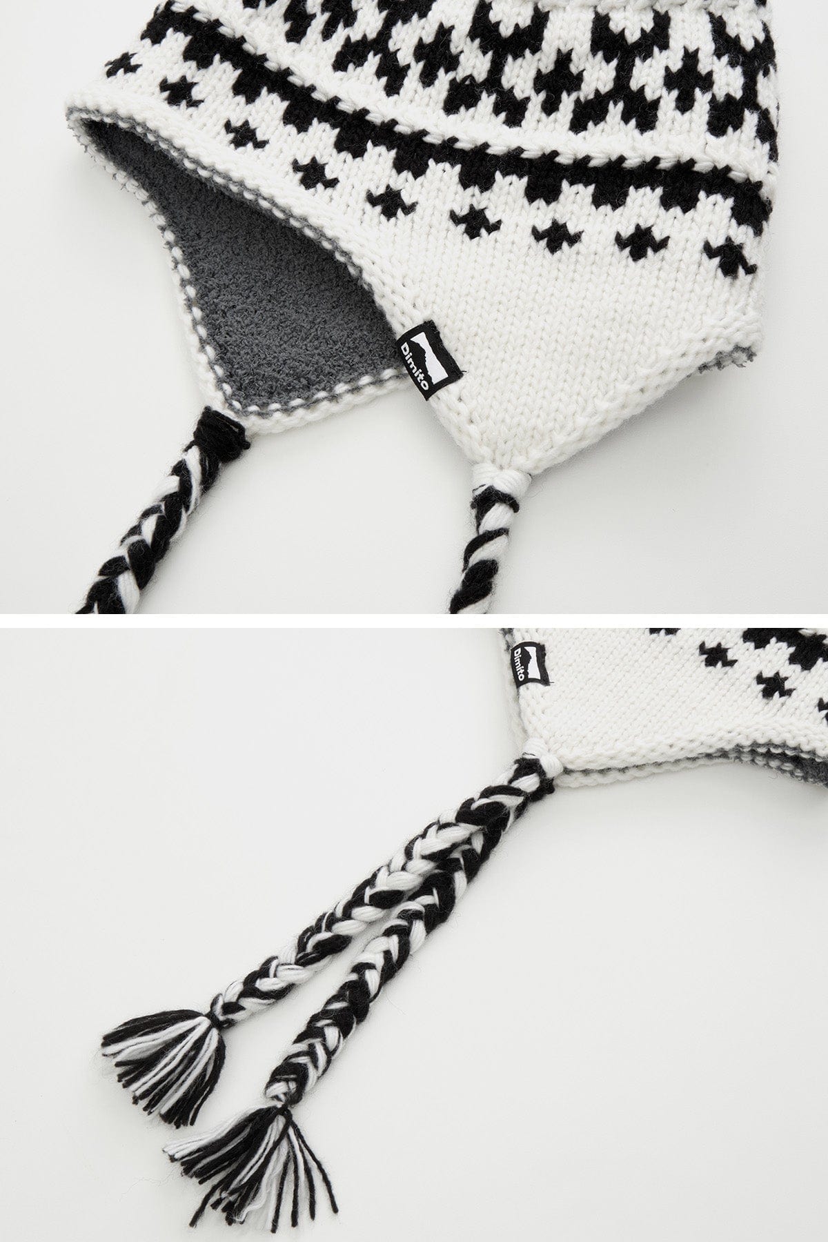 VERT ONE-SIZE CROCHET EAR FLAP BEANIE WHITE