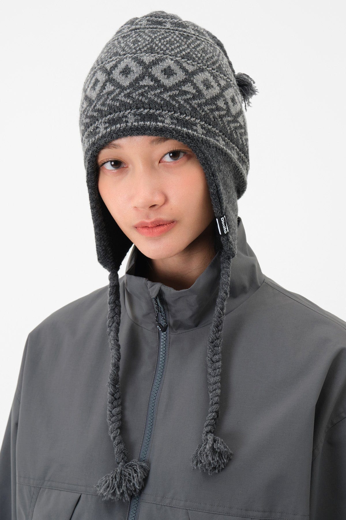 VERT ONE-SIZE HAE EAR FLAP BEANIE CHARCOAL