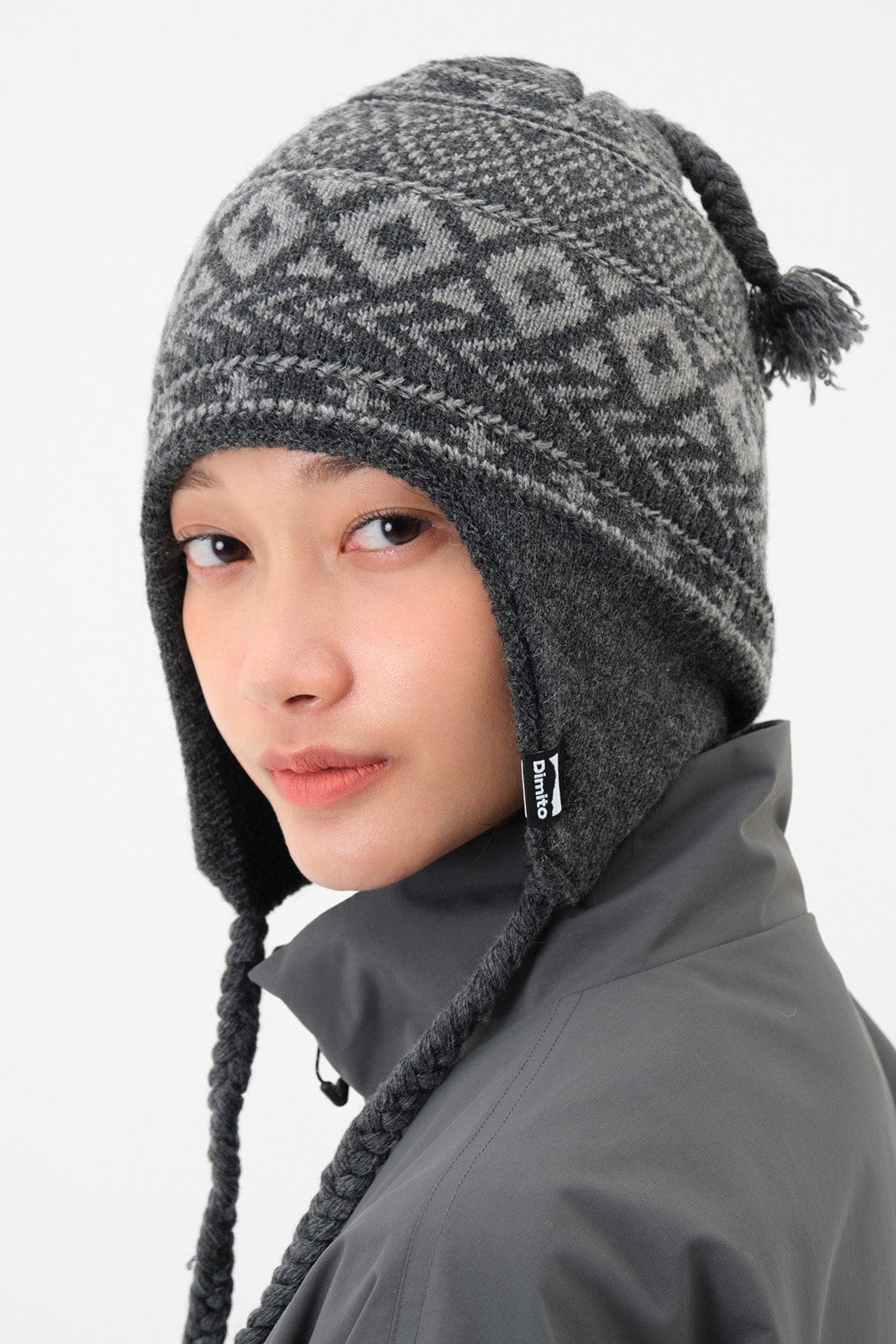 VERT ONE-SIZE HAE EAR FLAP BEANIE CHARCOAL