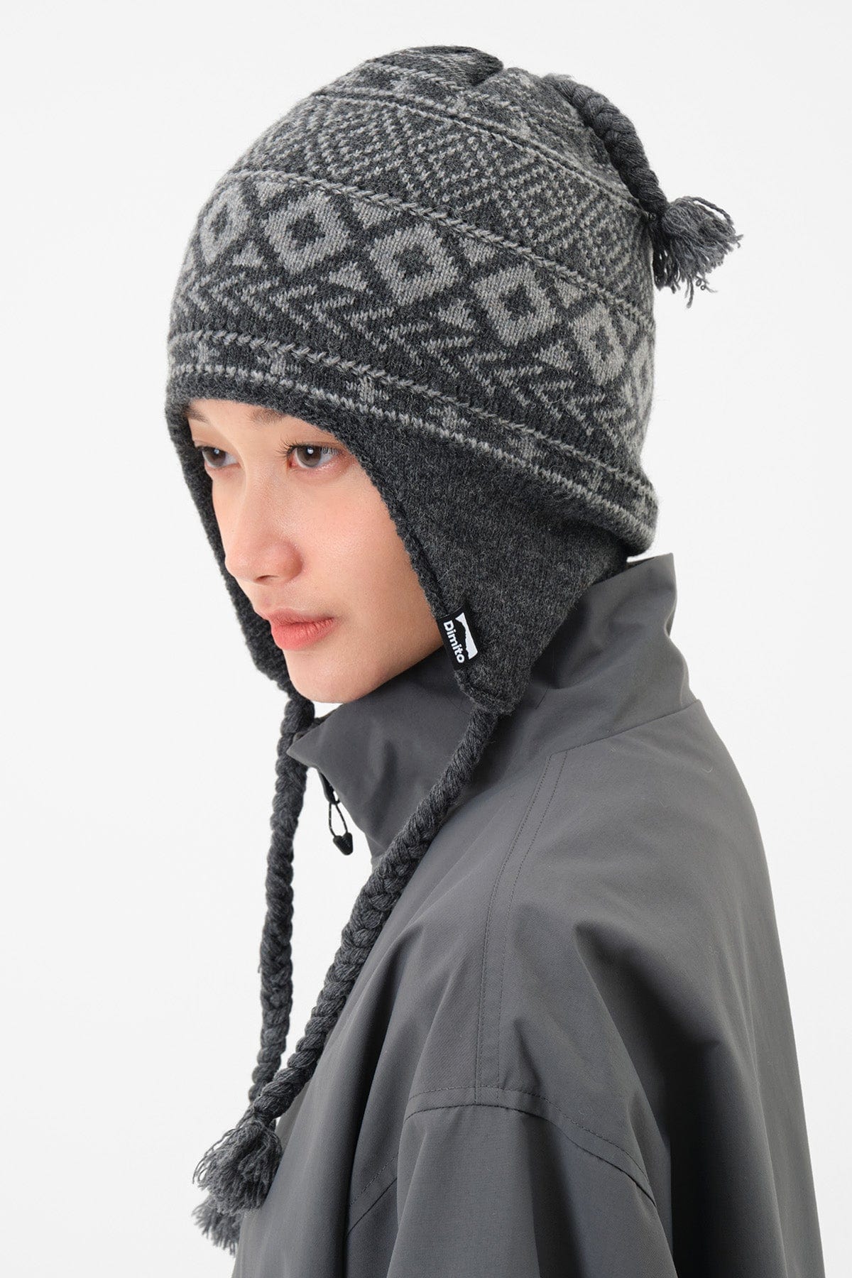 VERT ONE-SIZE HAE EAR FLAP BEANIE CHARCOAL