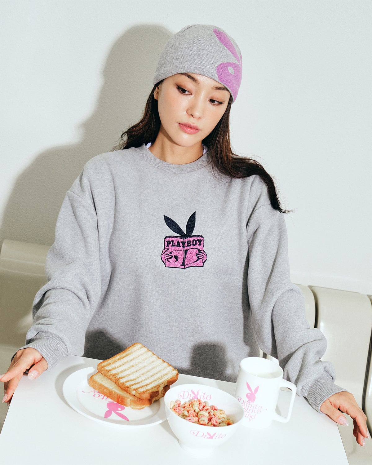 VERT ONE-SIZE (PLAYBOY X DIMITO) KNIT BEANIE GREY