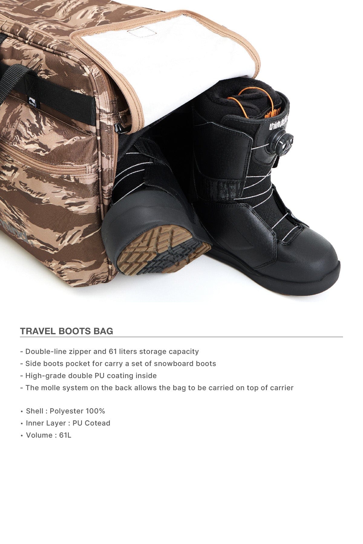 VERT ONE-SIZE TRAVEL BOOTS BAG TIGER