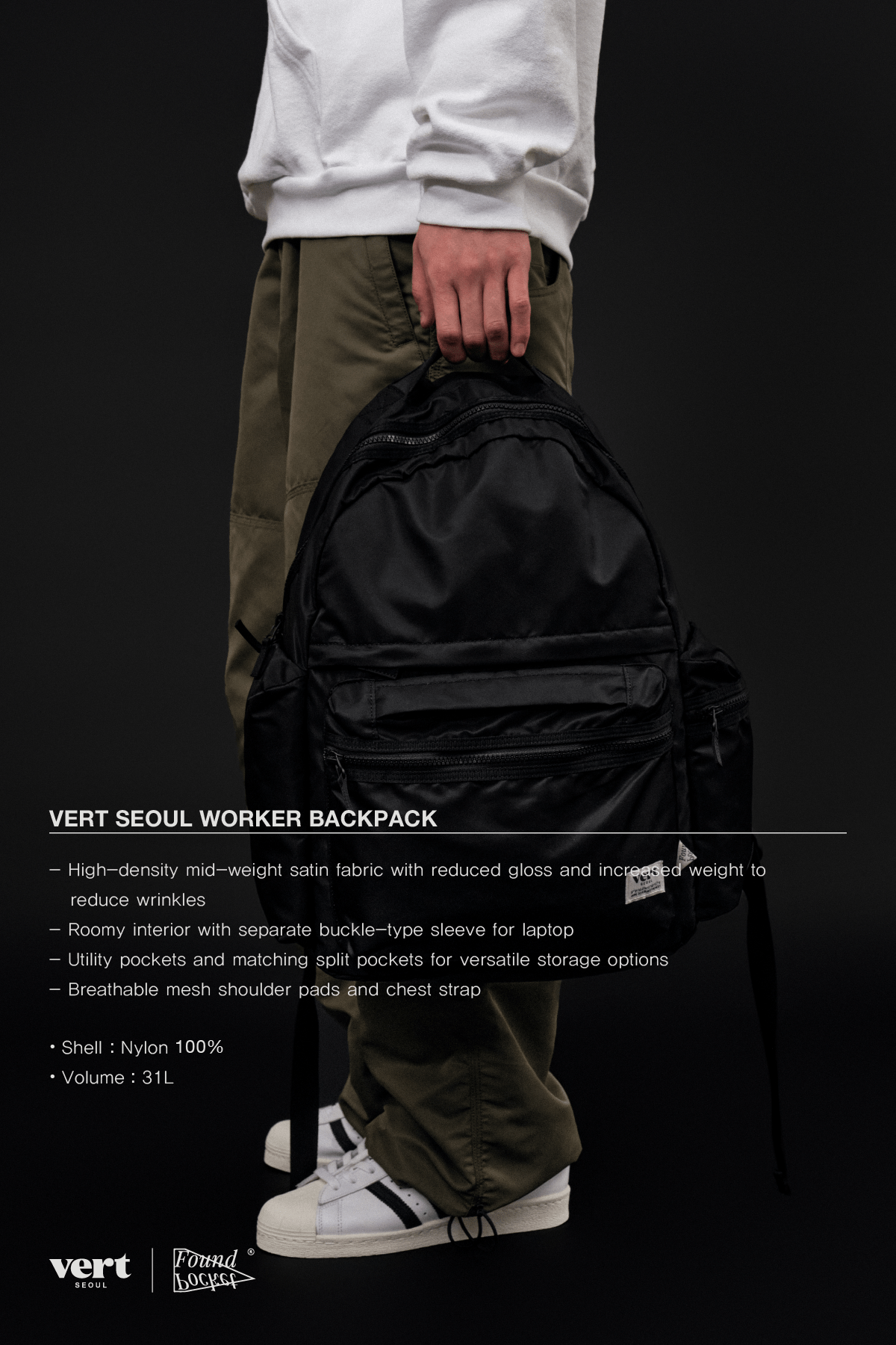 VERT ONE-SIZE VERT SEOUL WORKER BACKPACK BLACK