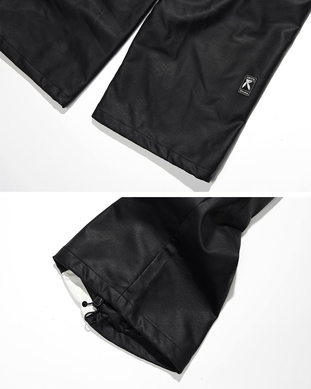 VERT (PLAYBOY X DIMITO) B-LEATHER PANTS BLACK (Semi Wide Fit)