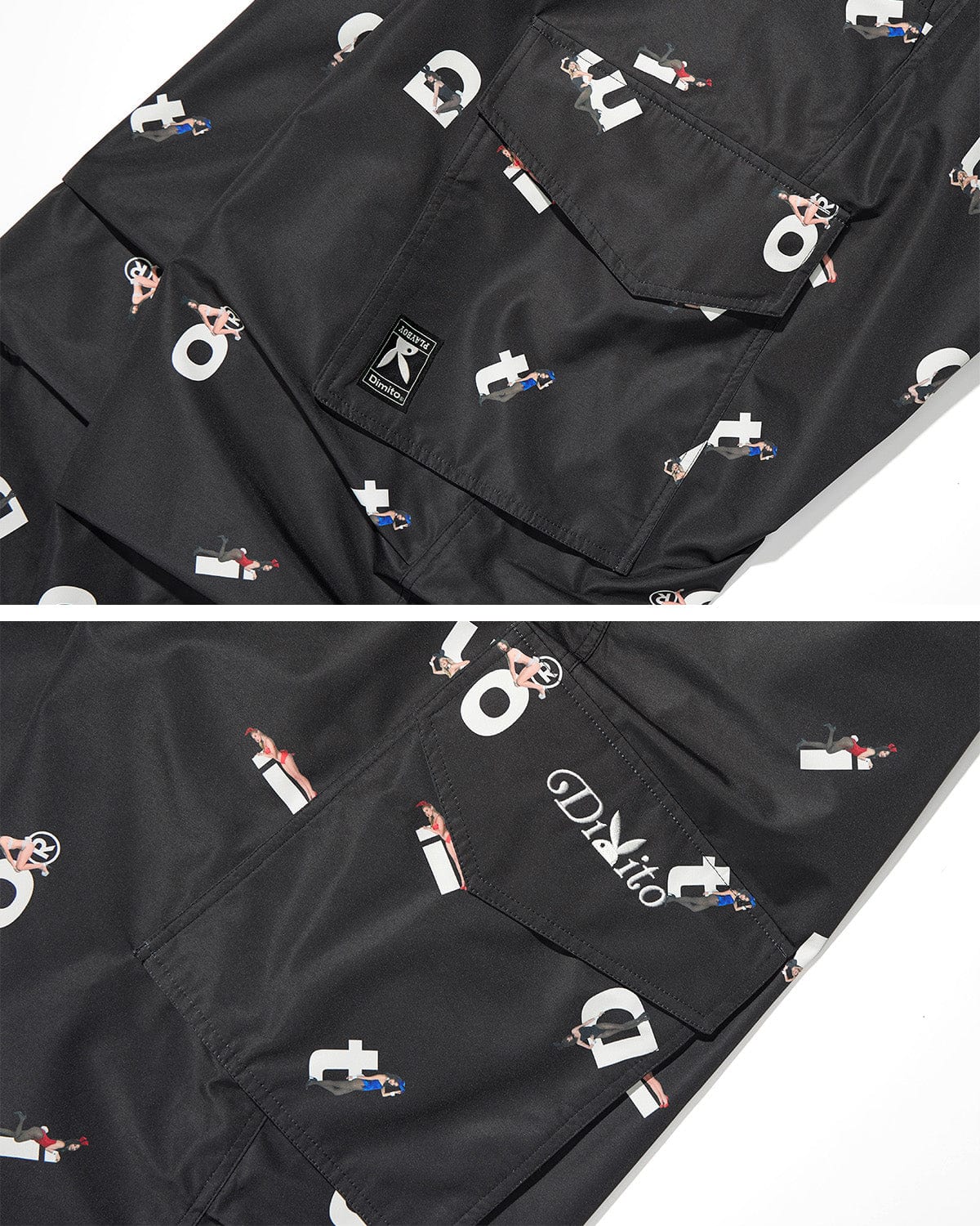 VERT (PLAYBOY X DIMITO) BIG PANTS P CHARCOAL (Wide Fit)