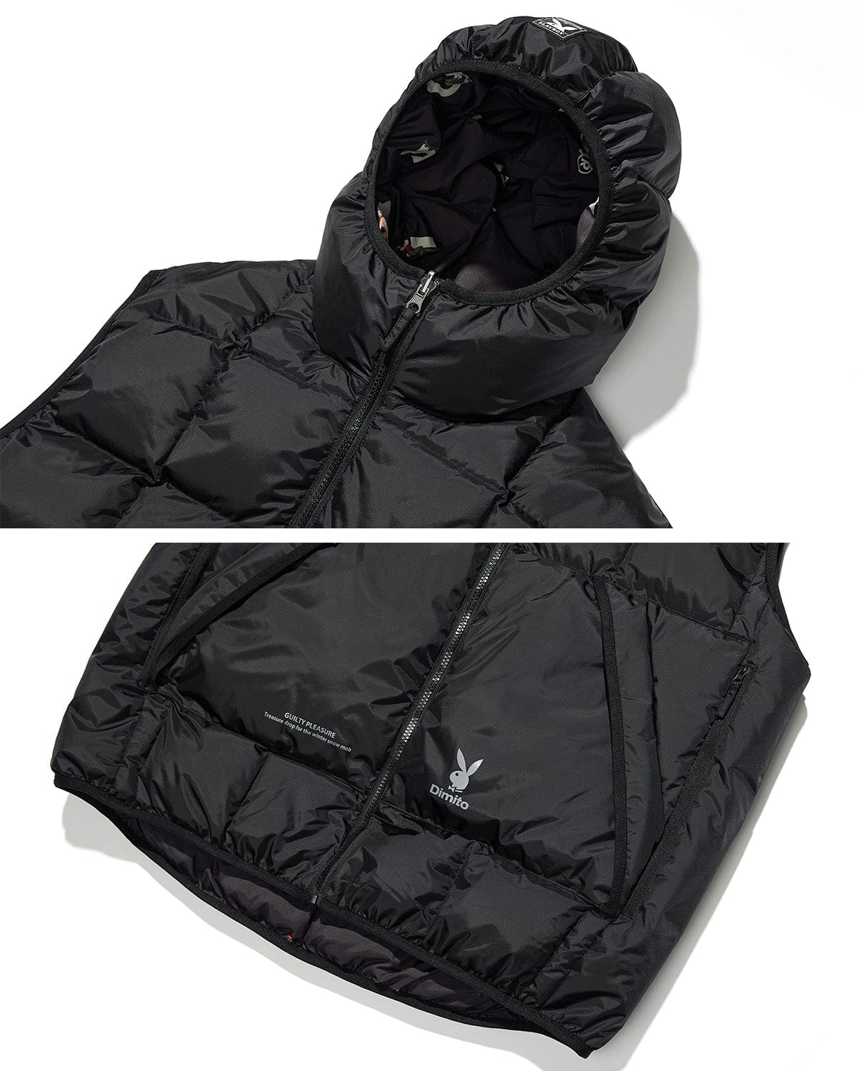 VERT (PLAYBOY X DIMITO) REVERSIBLE HD DOWN VEST BLACK