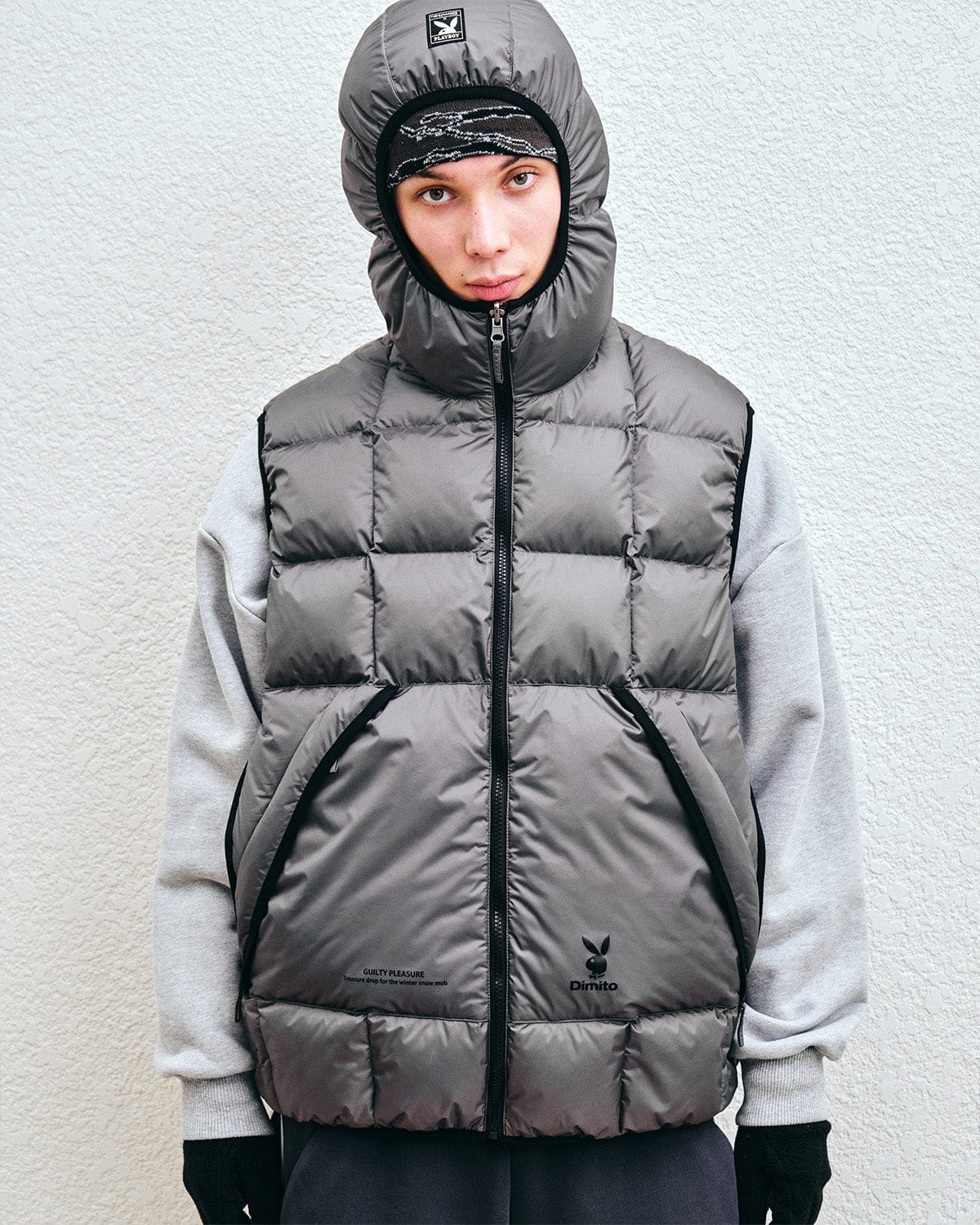 VERT (PLAYBOY X DIMITO) REVERSIBLE HD DOWN VEST GREY