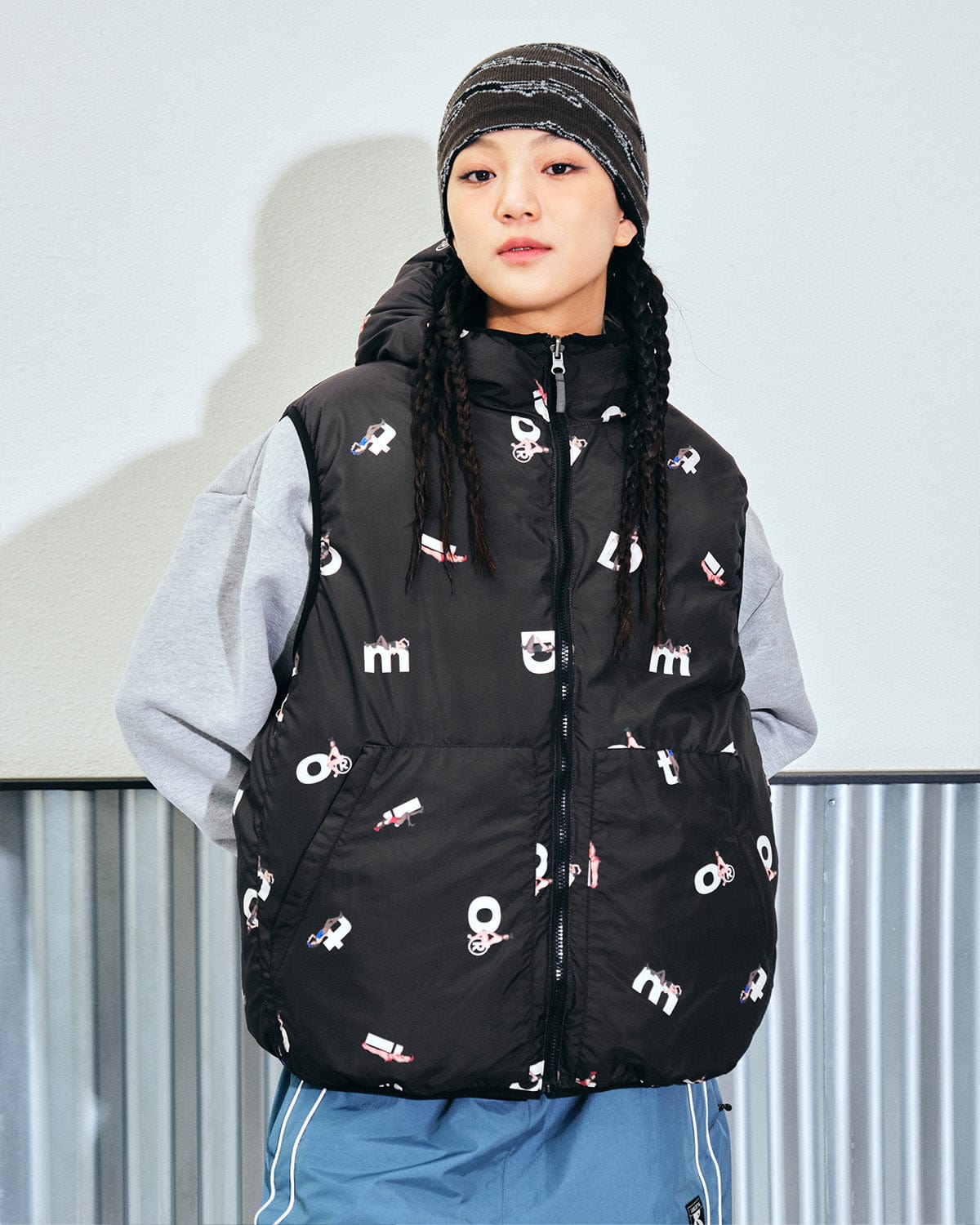 VERT (PLAYBOY X DIMITO) REVERSIBLE HD DOWN VEST GREY