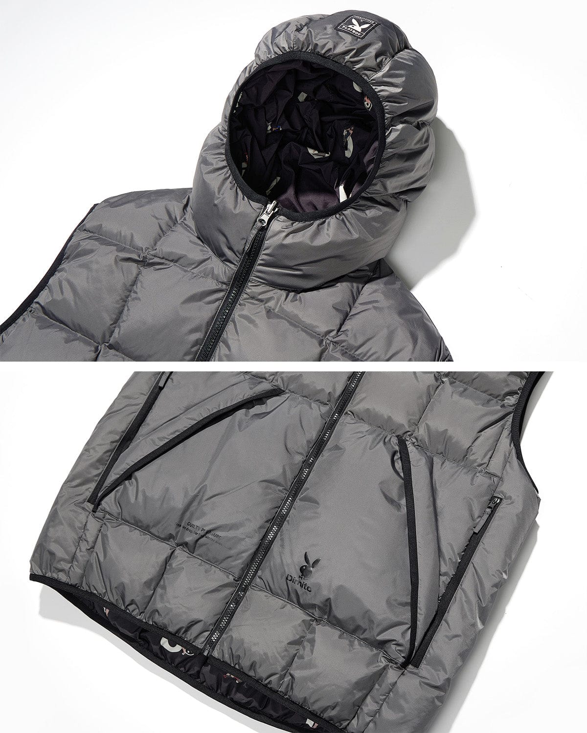 VERT (PLAYBOY X DIMITO) REVERSIBLE HD DOWN VEST GREY