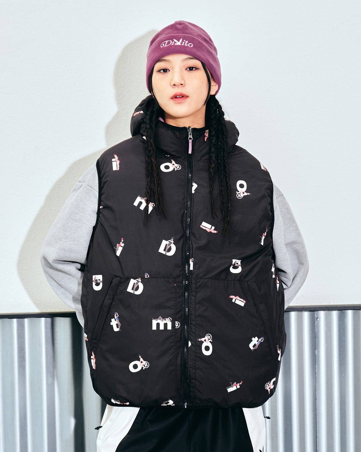 VERT (PLAYBOY X DIMITO) REVERSIBLE HD DOWN VEST TAFFY