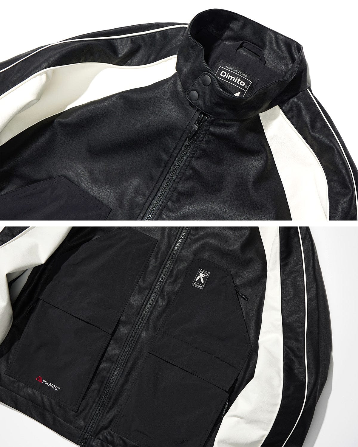 VERT POLARTEC (PLAYBOY X DIMITO) B-LEATHER JACKET BLACK