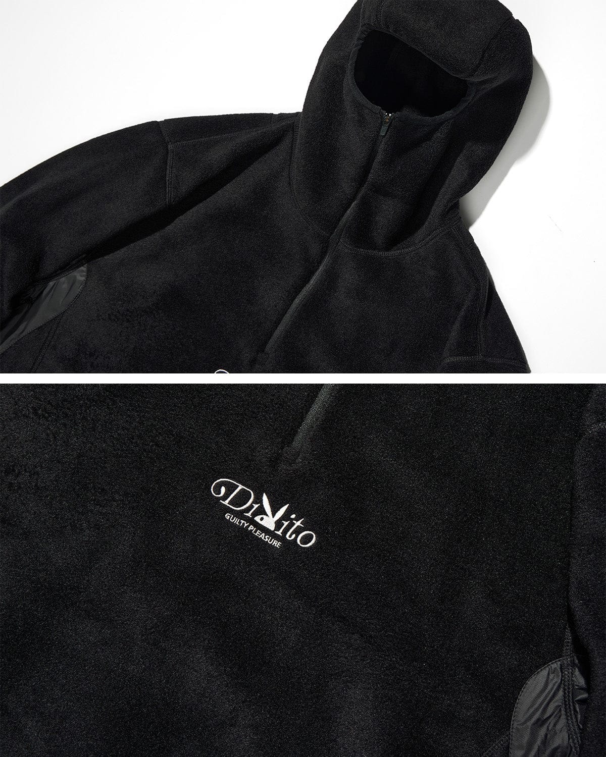 VERT POLARTEC (PLAYBOY X DIMITO) FLEECE HALF ZIP HOODIE BLACK