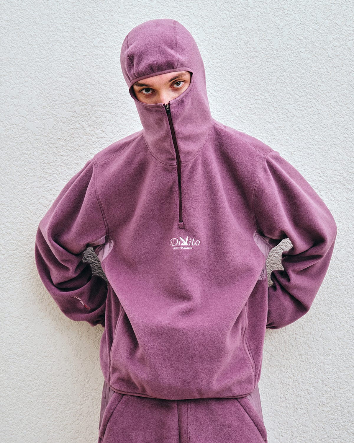 VERT POLARTEC (PLAYBOY X DIMITO) FLEECE HALF ZIP HOODIE PURPLE ASH