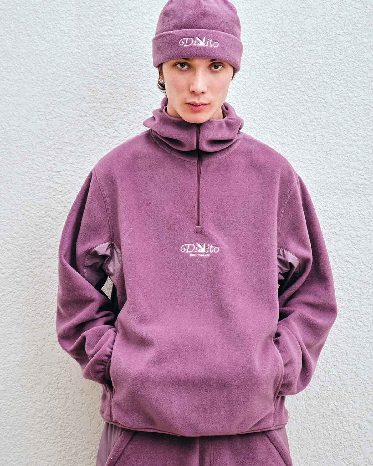 VERT POLARTEC (PLAYBOY X DIMITO) FLEECE HALF ZIP HOODIE PURPLE ASH