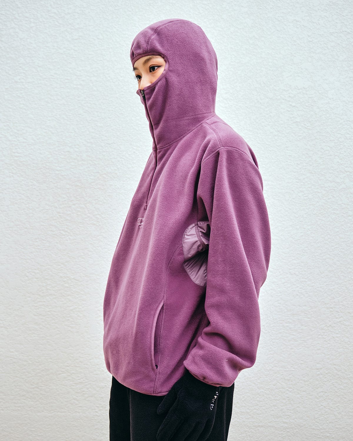 VERT POLARTEC (PLAYBOY X DIMITO) FLEECE HALF ZIP HOODIE PURPLE ASH