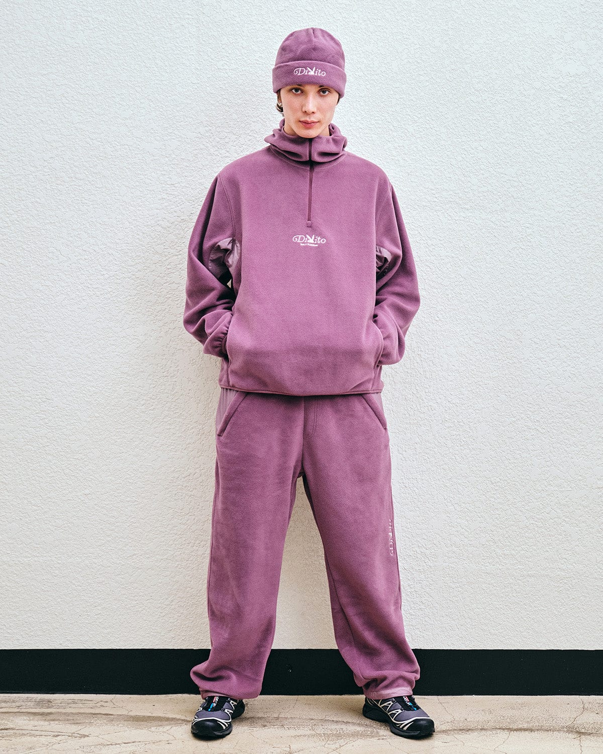 VERT POLARTEC (PLAYBOY X DIMITO) FLEECE HALF ZIP HOODIE PURPLE ASH