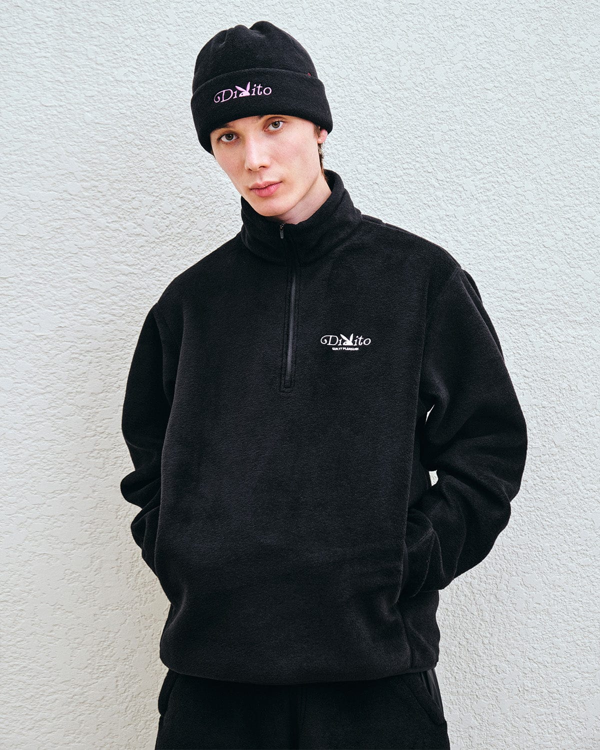 VERT POLARTEC (PLAYBOY X DIMITO) FLEECE HALF ZIP MOCK NECK BLACK