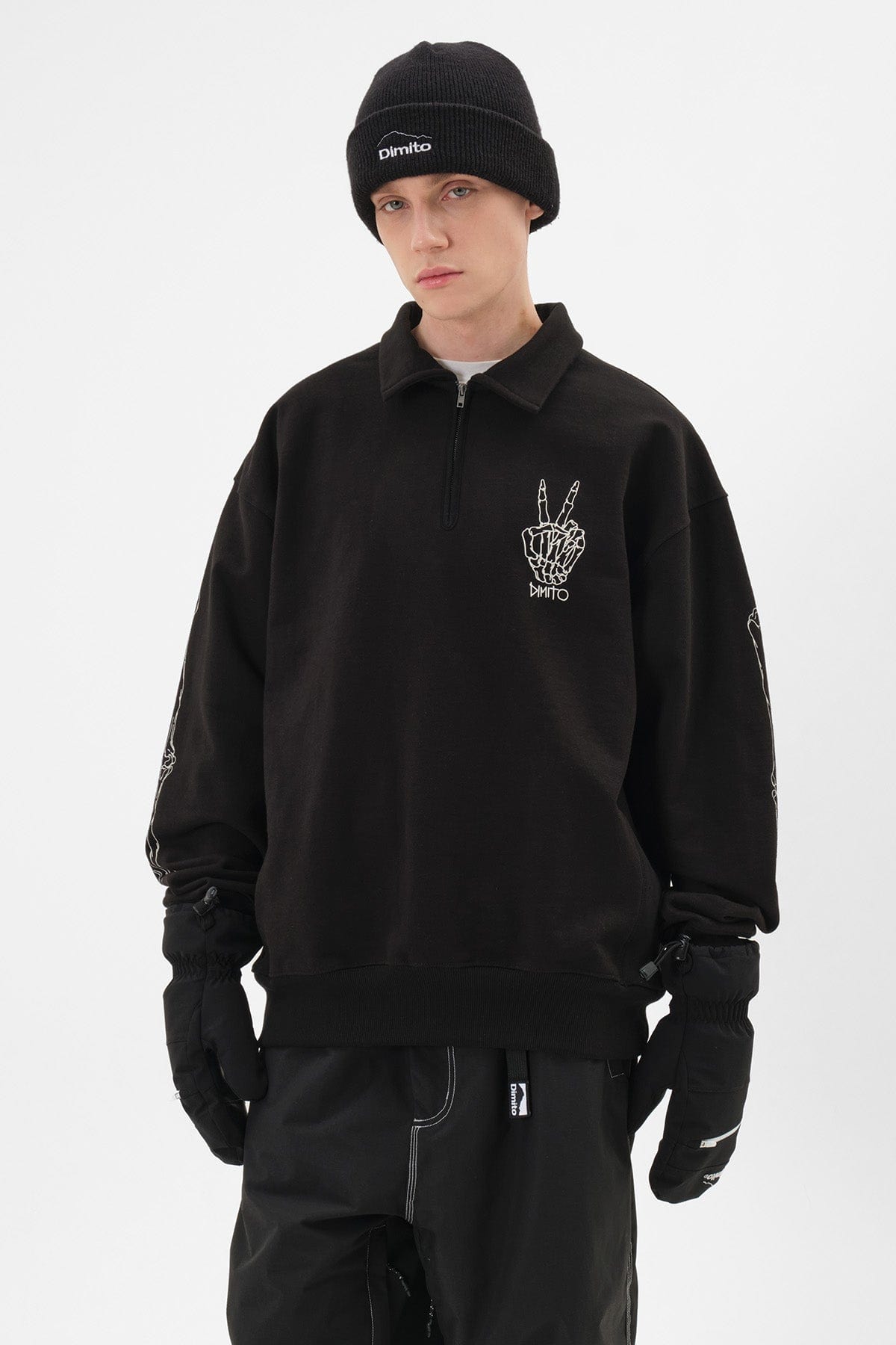 VERT POLO HALF ZIP SWEATSHIRT BLACK