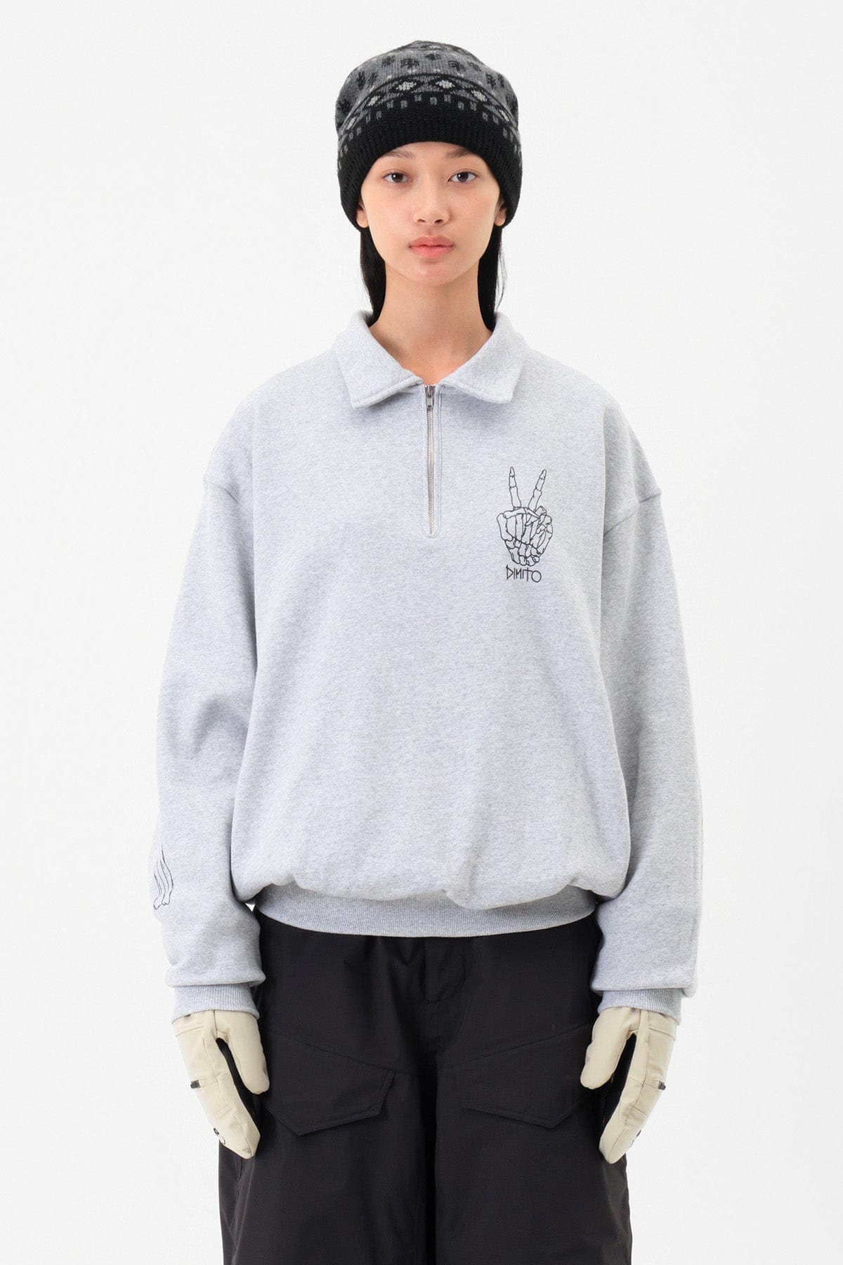 VERT POLO HALF ZIP SWEATSHIRT HEATHER GREY