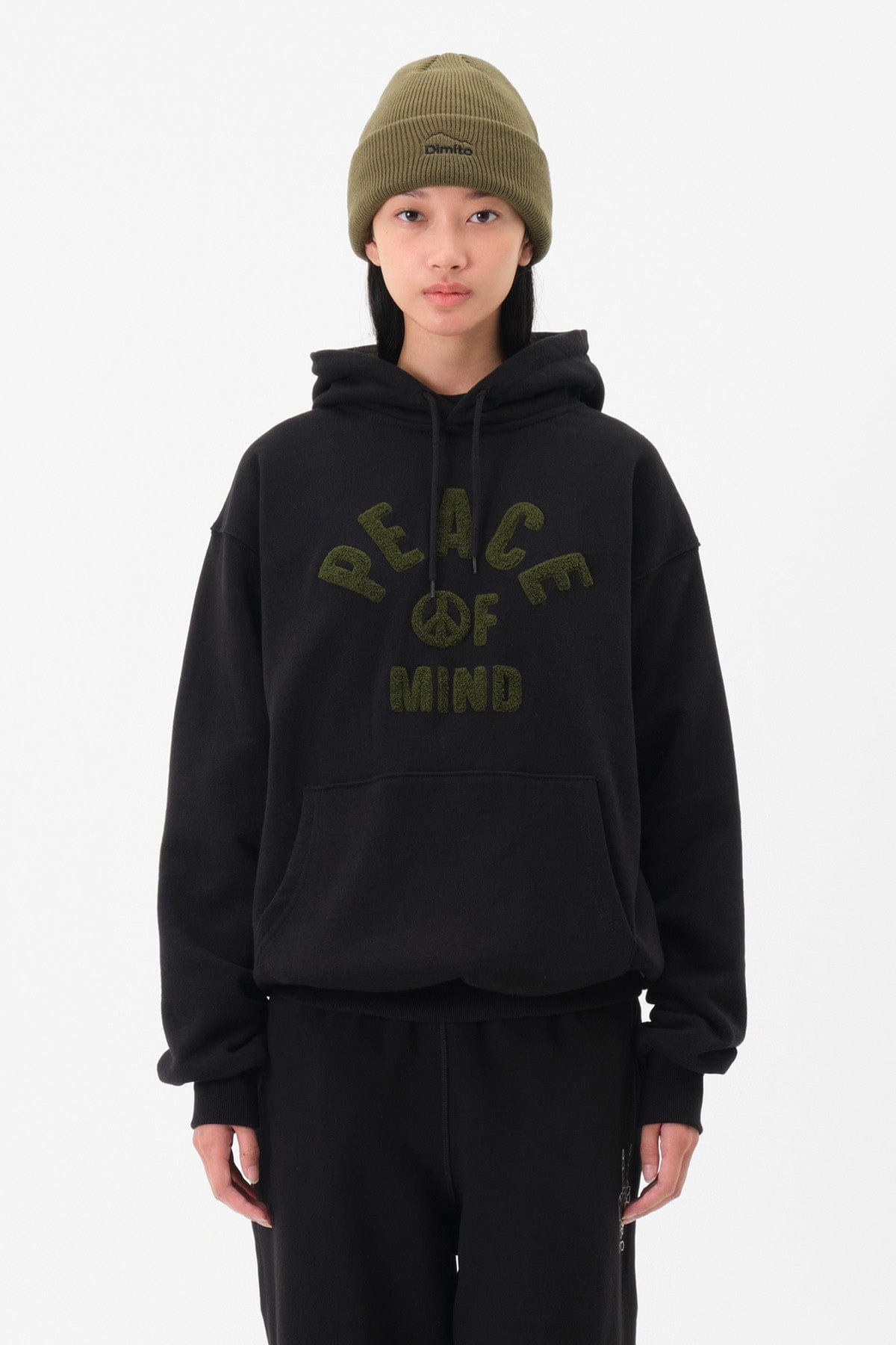 VERT POM HOODIE BLACK