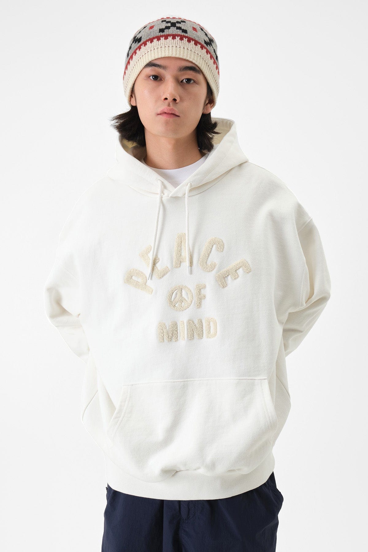 VERT POM HOODIE WHITE