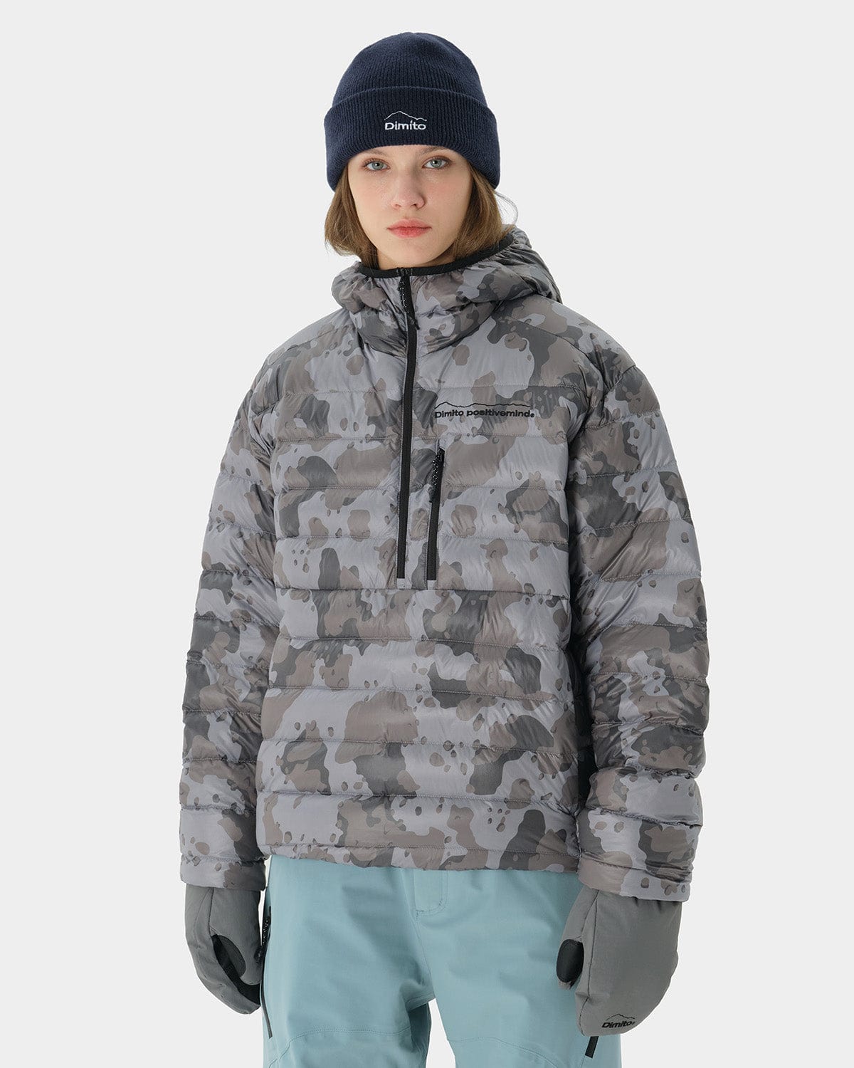 VERT PULLOVER LIGHT DOWN JACKET DOT CAMO GREY