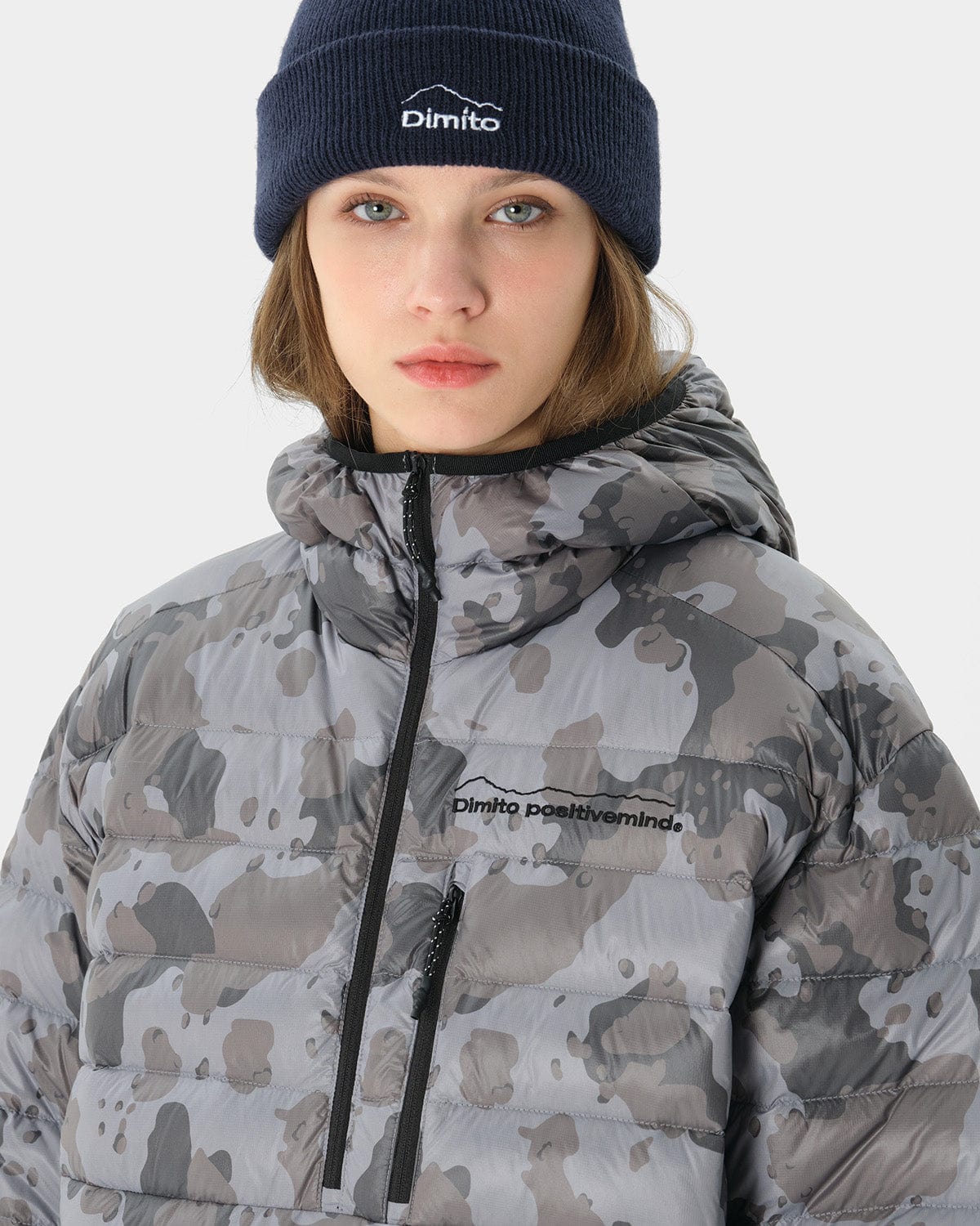 VERT PULLOVER LIGHT DOWN JACKET DOT CAMO GREY