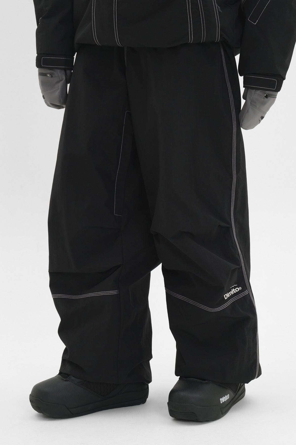 VERT STITCHED BIG PANTS BLACK (Wide Fit)