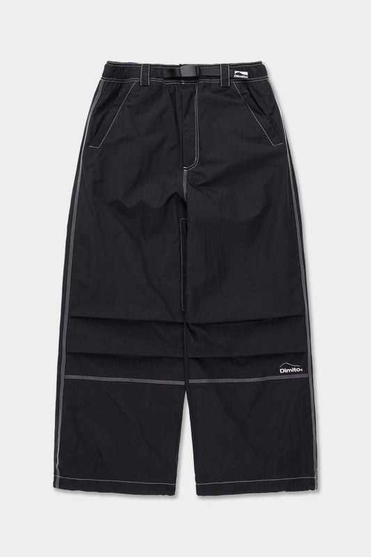 VERT STITCHED BIG PANTS BLACK (Wide Fit)