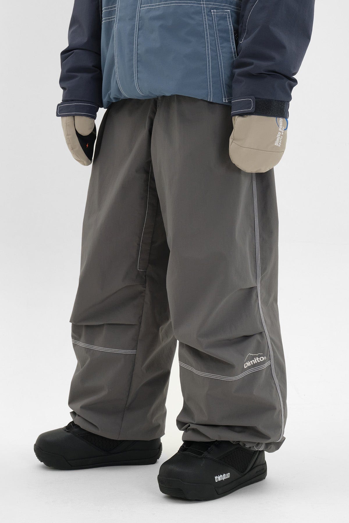 VERT STITCHED BIG PANTS COOL GREY