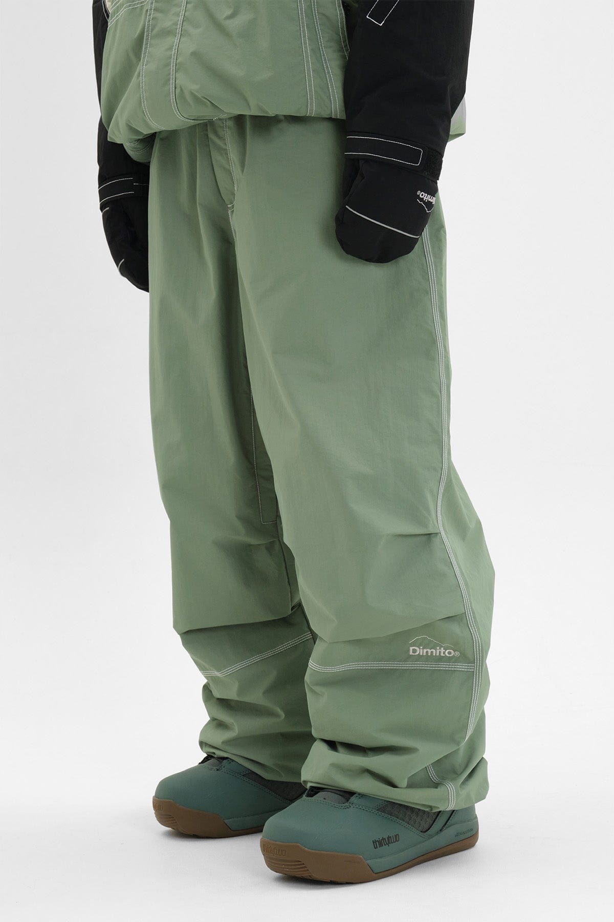 VERT STITCHED BIG PANTS SAGE GREEN