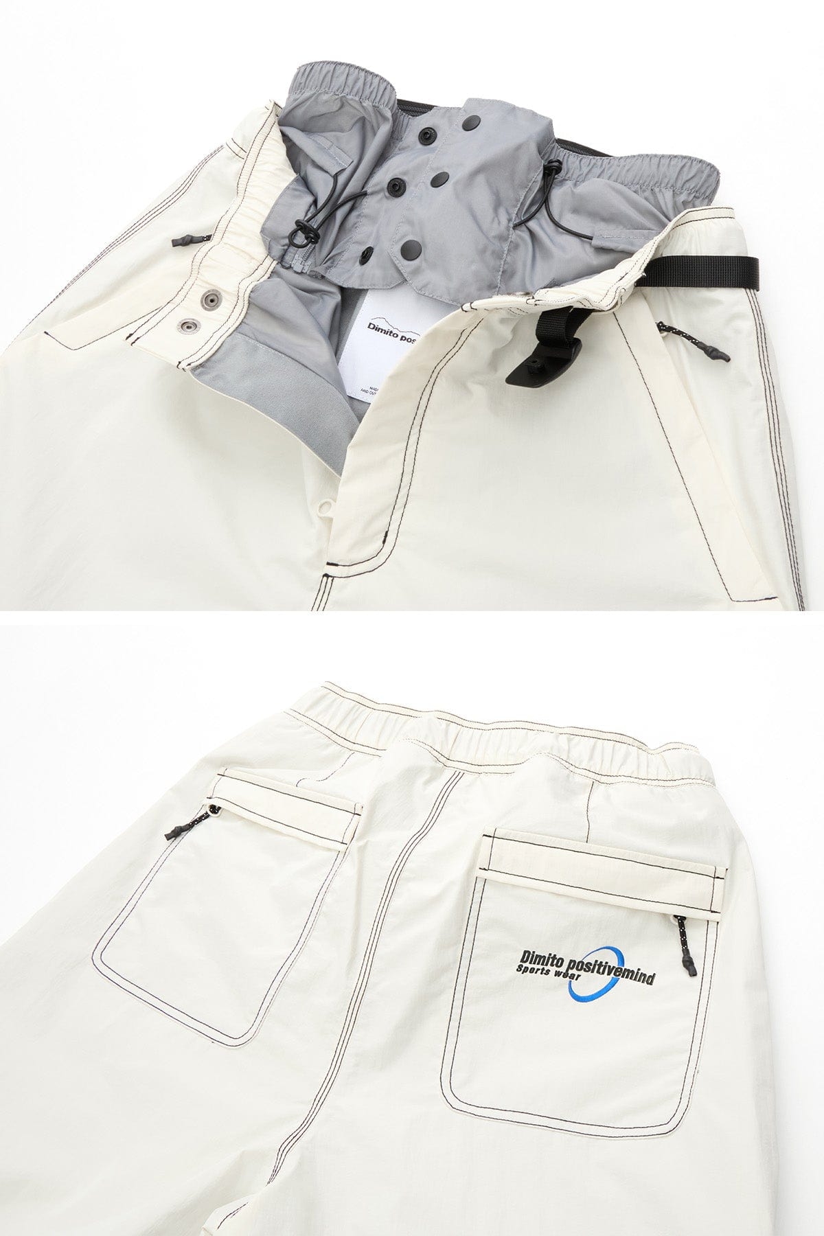 VERT STITCHED BIG PANTS WHITE (Wide Fit)