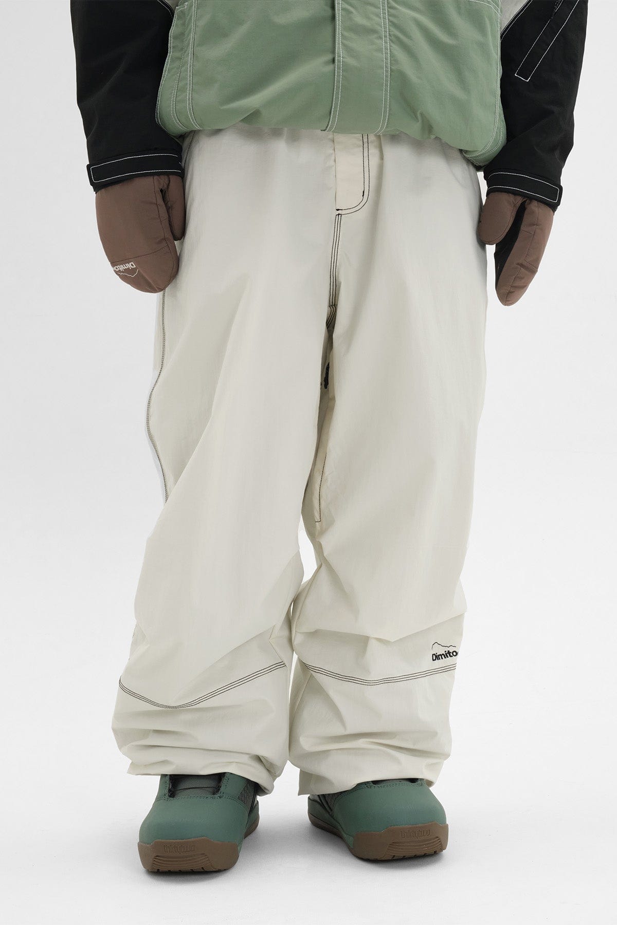 VERT STITCHED BIG PANTS WHITE (Wide Fit)