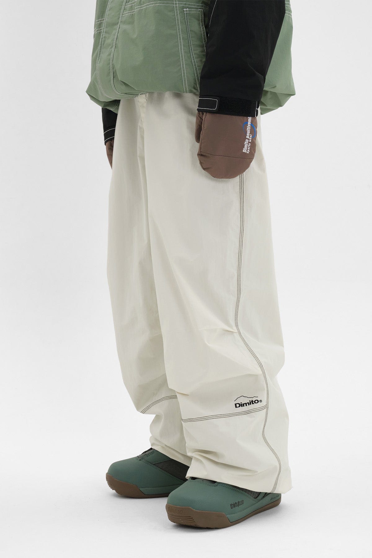 VERT STITCHED BIG PANTS WHITE (Wide Fit)